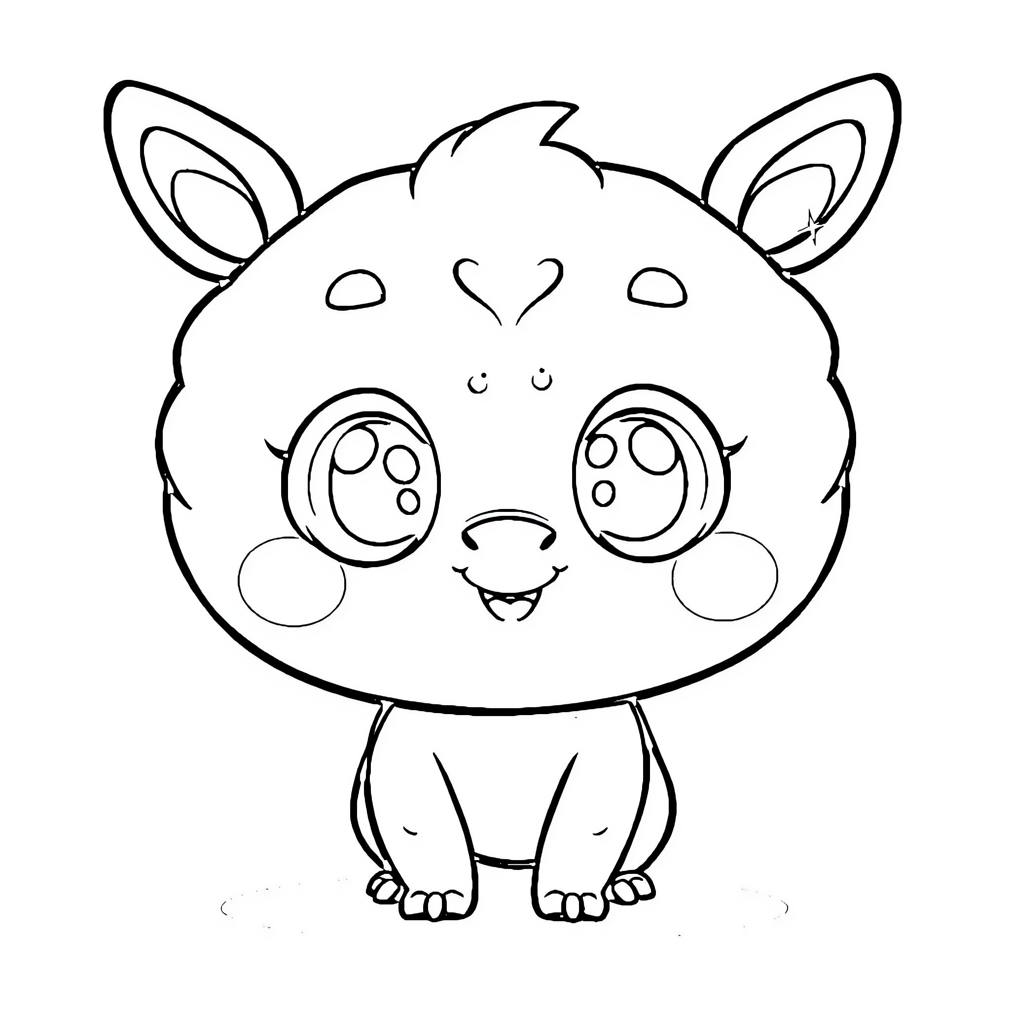 Labubu the Cute and Cuddly Animal Coloring Page (free black-and-white line drawing printable PDF for all, from beginners to advanced learners, including children, teens, adults, and seniors)