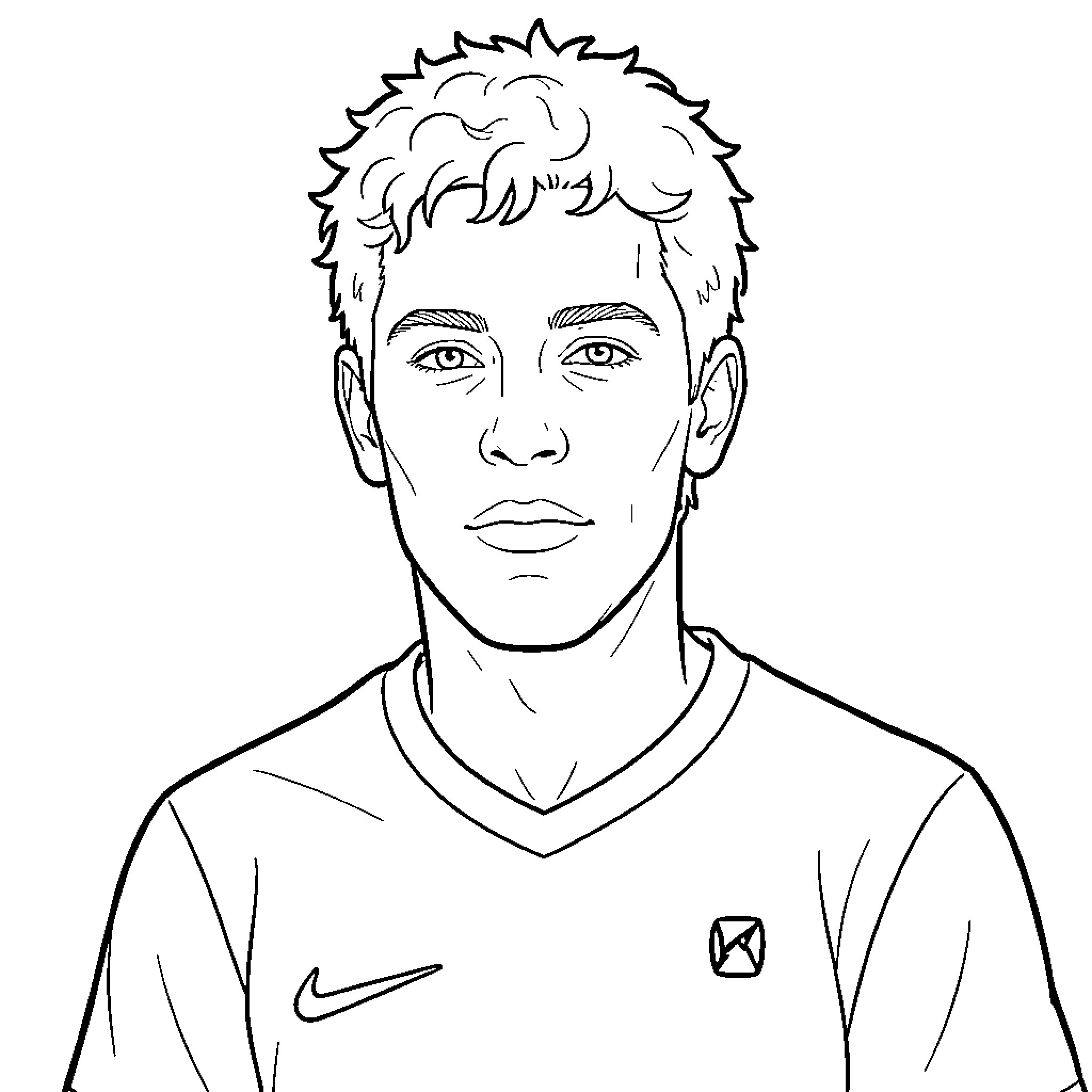 Ricardo Quaresma looking forward in a sports jersey Coloring Page (free black-and-white line drawing printable PDF for all, from beginners to advanced learners, including children, teens, adults, and seniors)