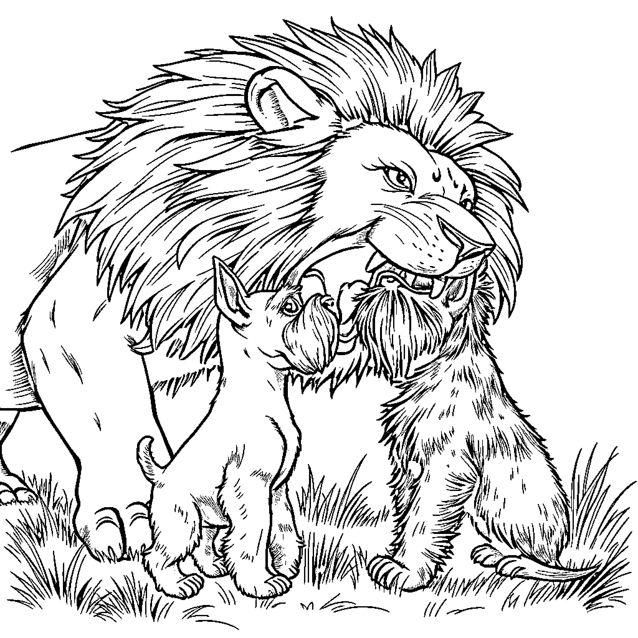 Schnauzer growling fiercely in the wilderness Coloring Page (free black-and-white line drawing printable PDF for all, from beginners to advanced learners, including children, teens, adults, and seniors)