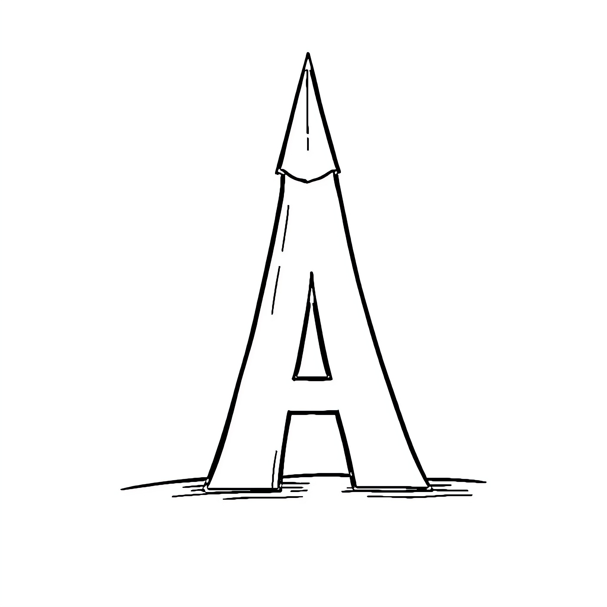 Letter A Graphic Sketch Coloring Page (free black-and-white line drawing printable PDF for all, from beginners to advanced learners, including children, teens, adults, and seniors)