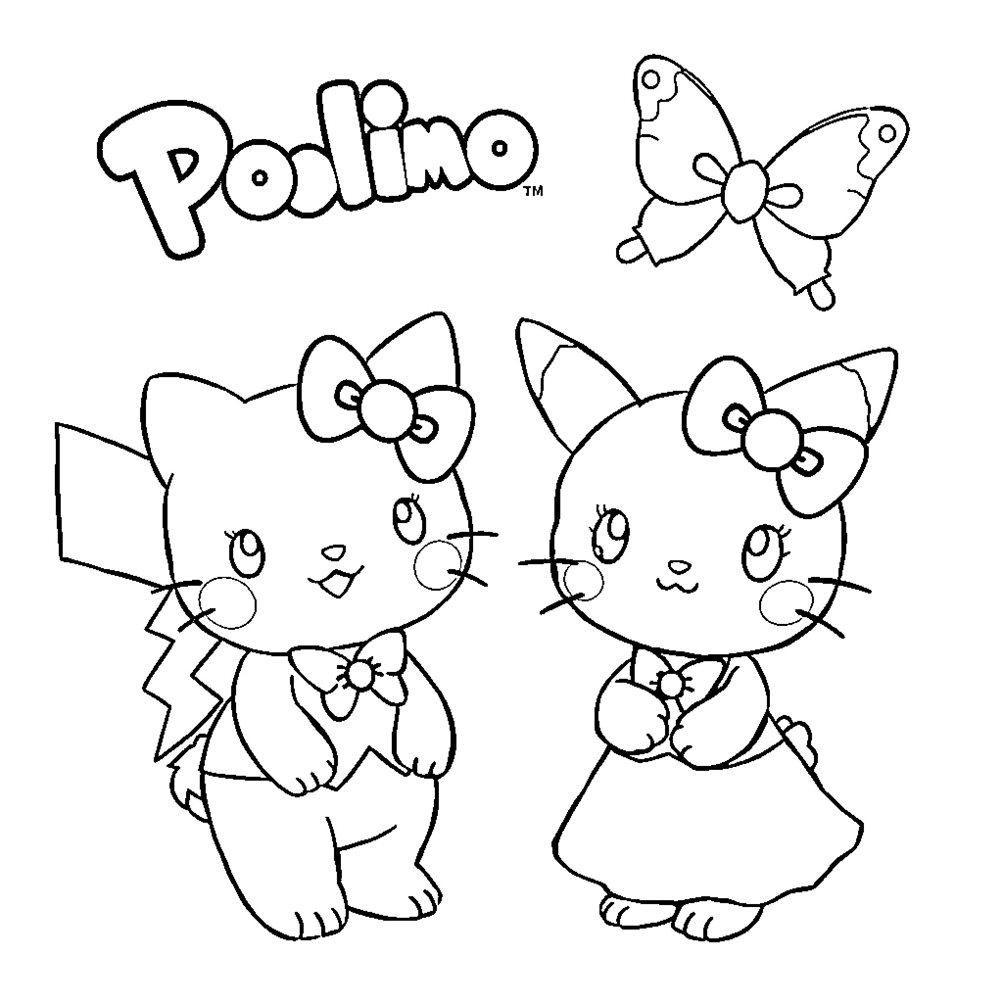 Pokémon characters in line art style Coloring Page (free black-and-white line drawing printable PDF for all, from beginners to advanced learners, including children, teens, adults, and seniors)