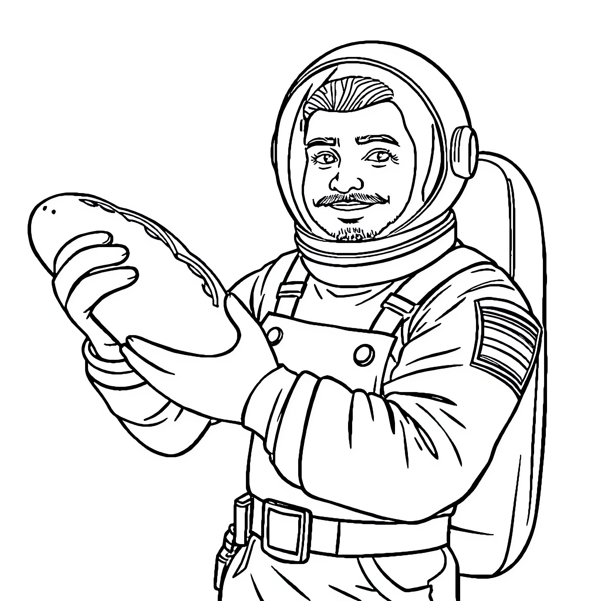 Astronaut preparing for space exploration Coloring Page (free black-and-white line drawing printable PDF for all, from beginners to advanced learners, including children, teens, adults, and seniors)