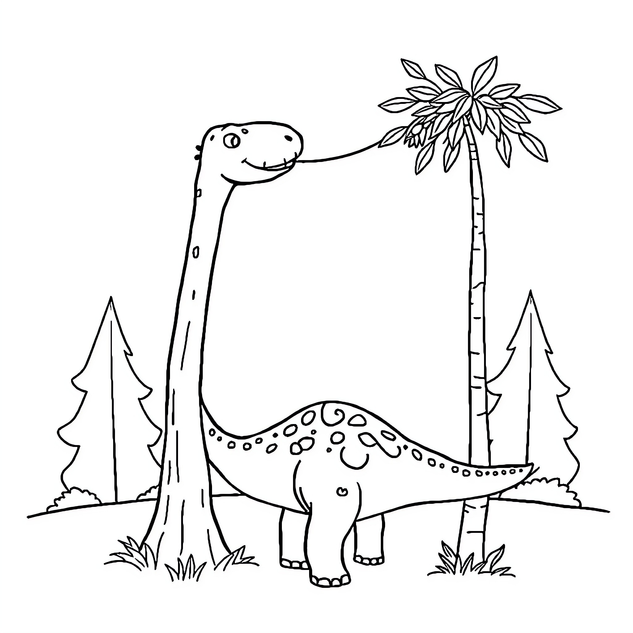 Dinosaur enjoying the scenic outdoors Coloring Page (free black-and-white line drawing printable PDF for all, from beginners to advanced learners, including children, teens, adults, and seniors)
