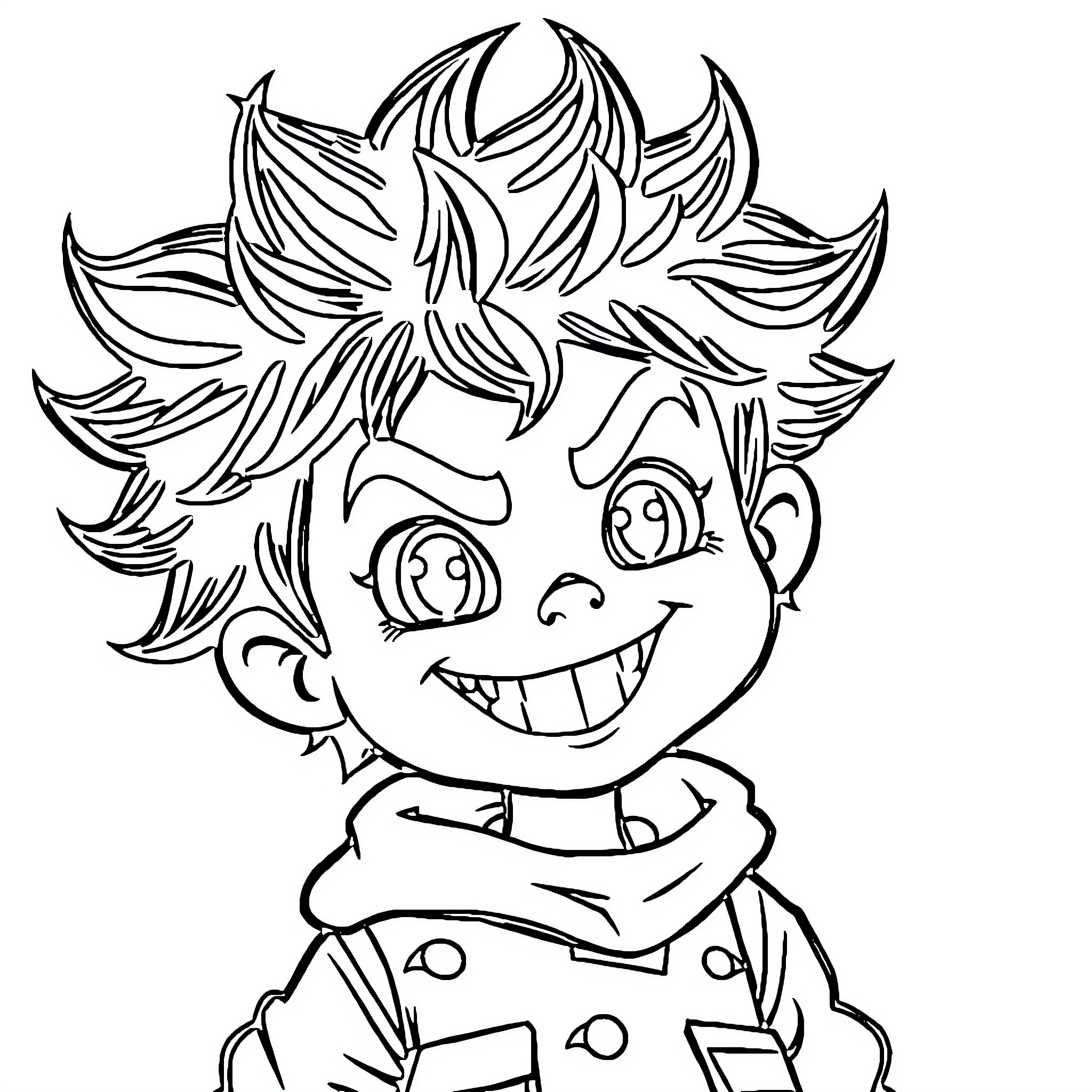 Kid Boo expressing mischievous delight Coloring Page (free black-and-white line drawing printable PDF for all, from beginners to advanced learners, including children, teens, adults, and seniors)