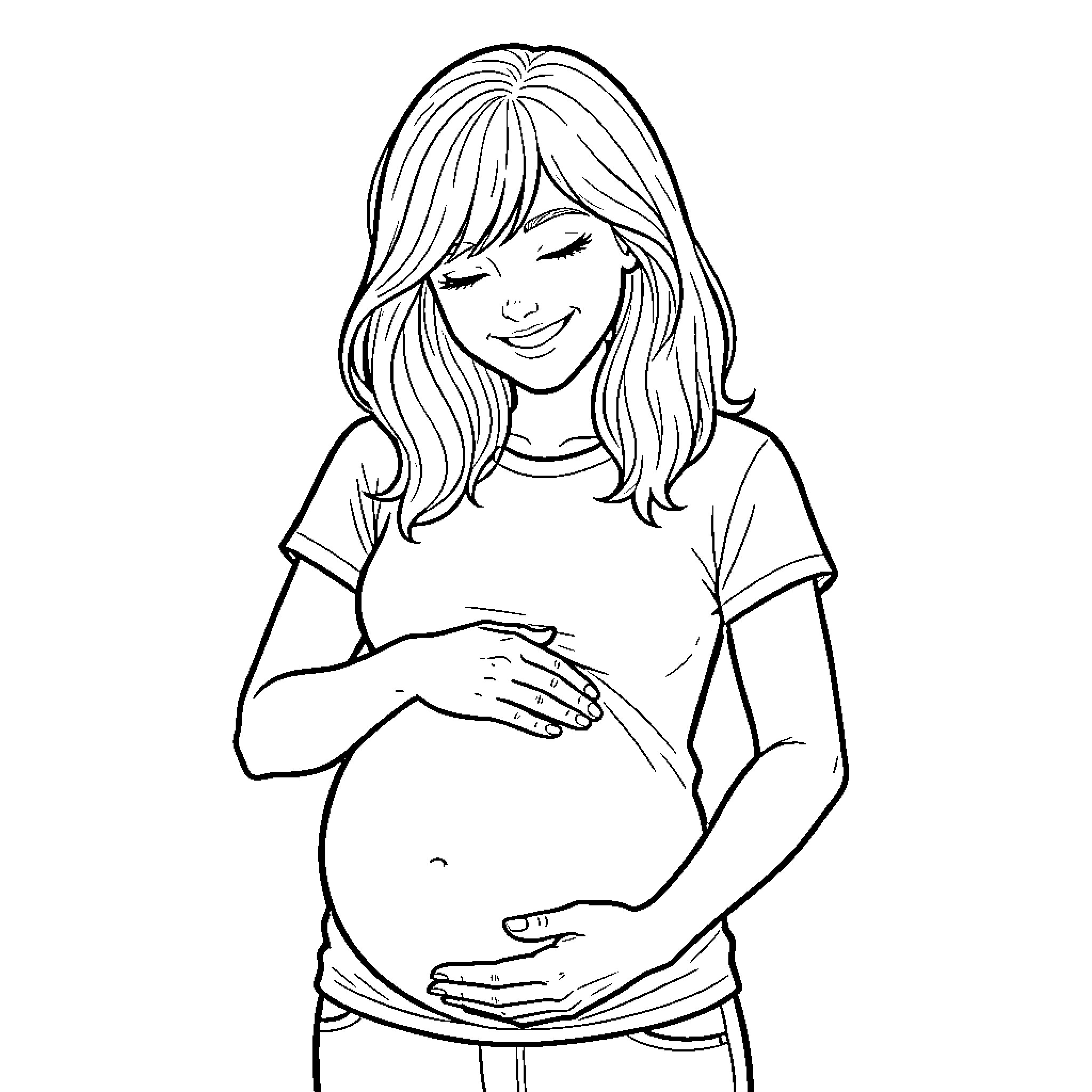 Taylor Swift's Joyful Pregnancy Announcement Coloring Page (free black-and-white line drawing printable PDF for all, from beginners to advanced learners, including children, teens, adults, and seniors)