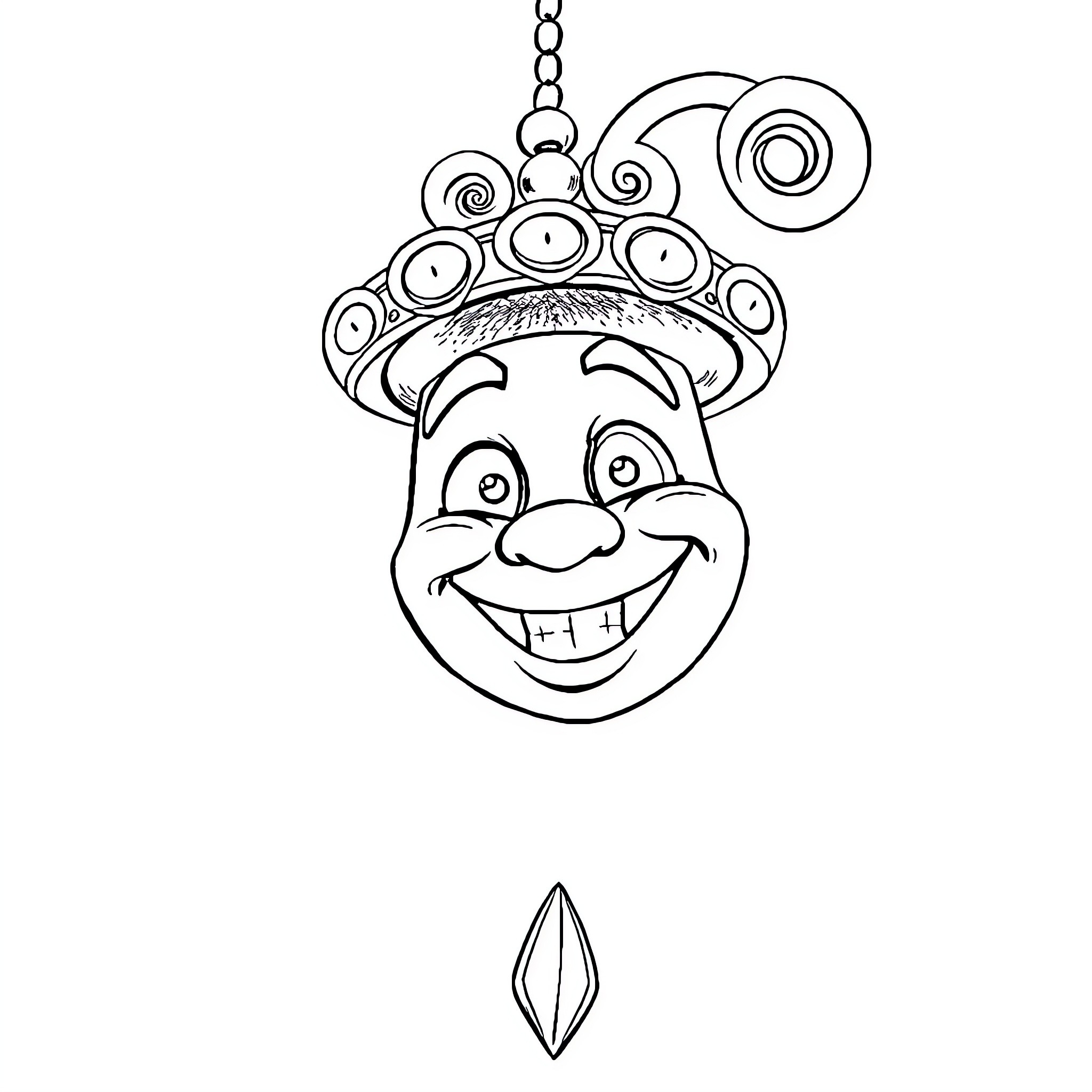 Clock with Smiling Decorative Face Coloring Page (free black-and-white line drawing printable PDF for all, from beginners to advanced learners, including children, teens, adults, and seniors)
