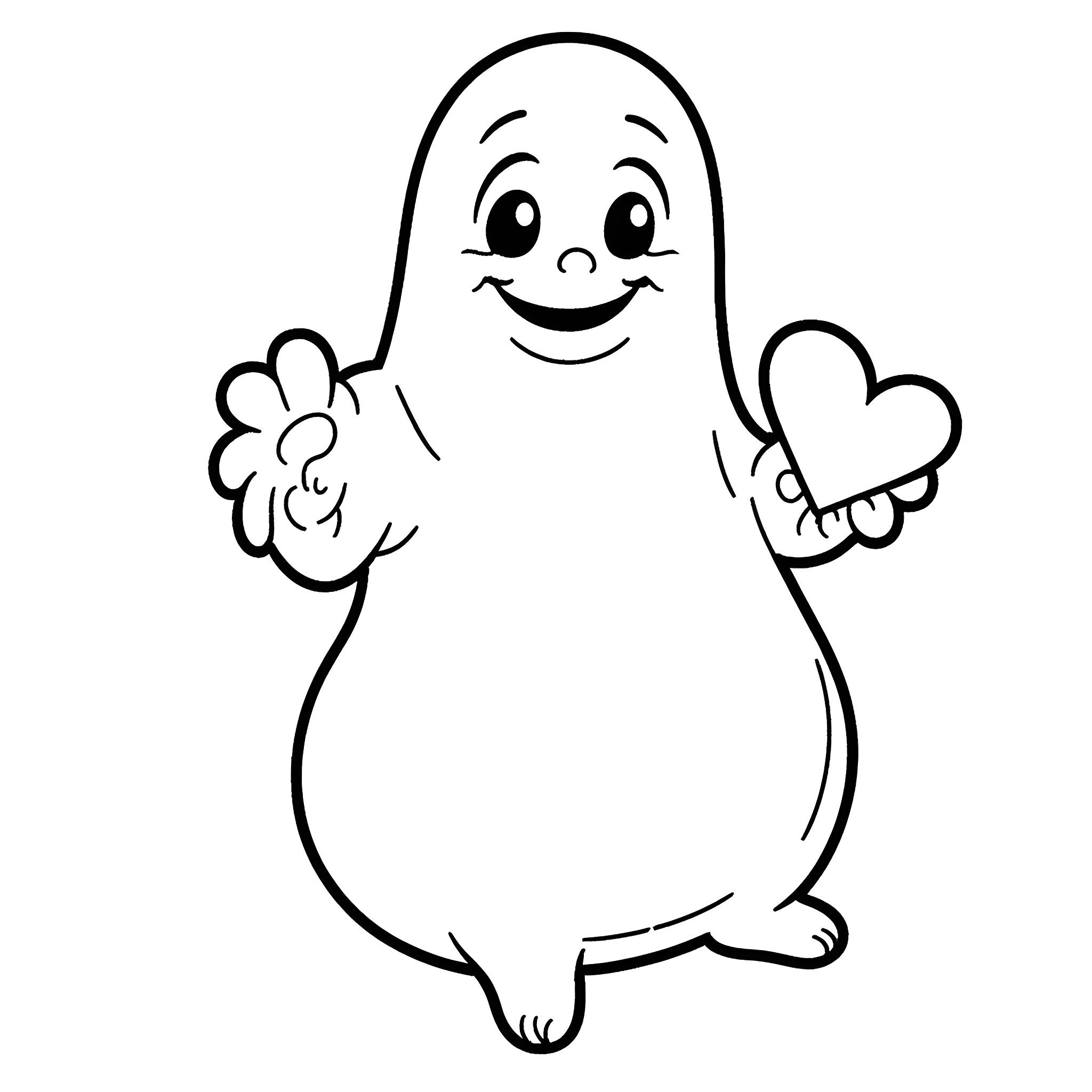 Oogie Boogie Joyfully Waving and Smiling Coloring Page (free black-and-white line drawing printable PDF for all, from beginners to advanced learners, including children, teens, adults, and seniors)