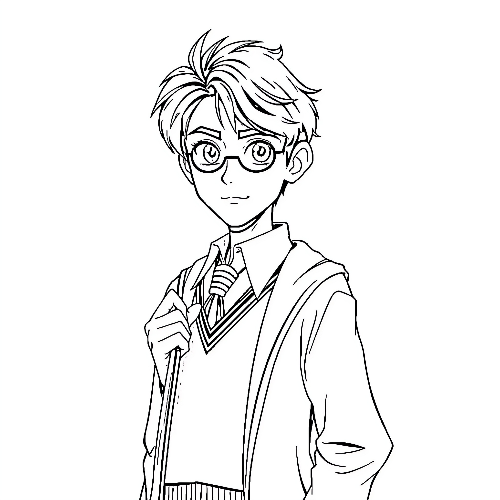 Mattheo Riddle in Formal Attire with Glasses Coloring Page (free black-and-white line drawing printable PDF for all, from beginners to advanced learners, including children, teens, adults, and seniors)