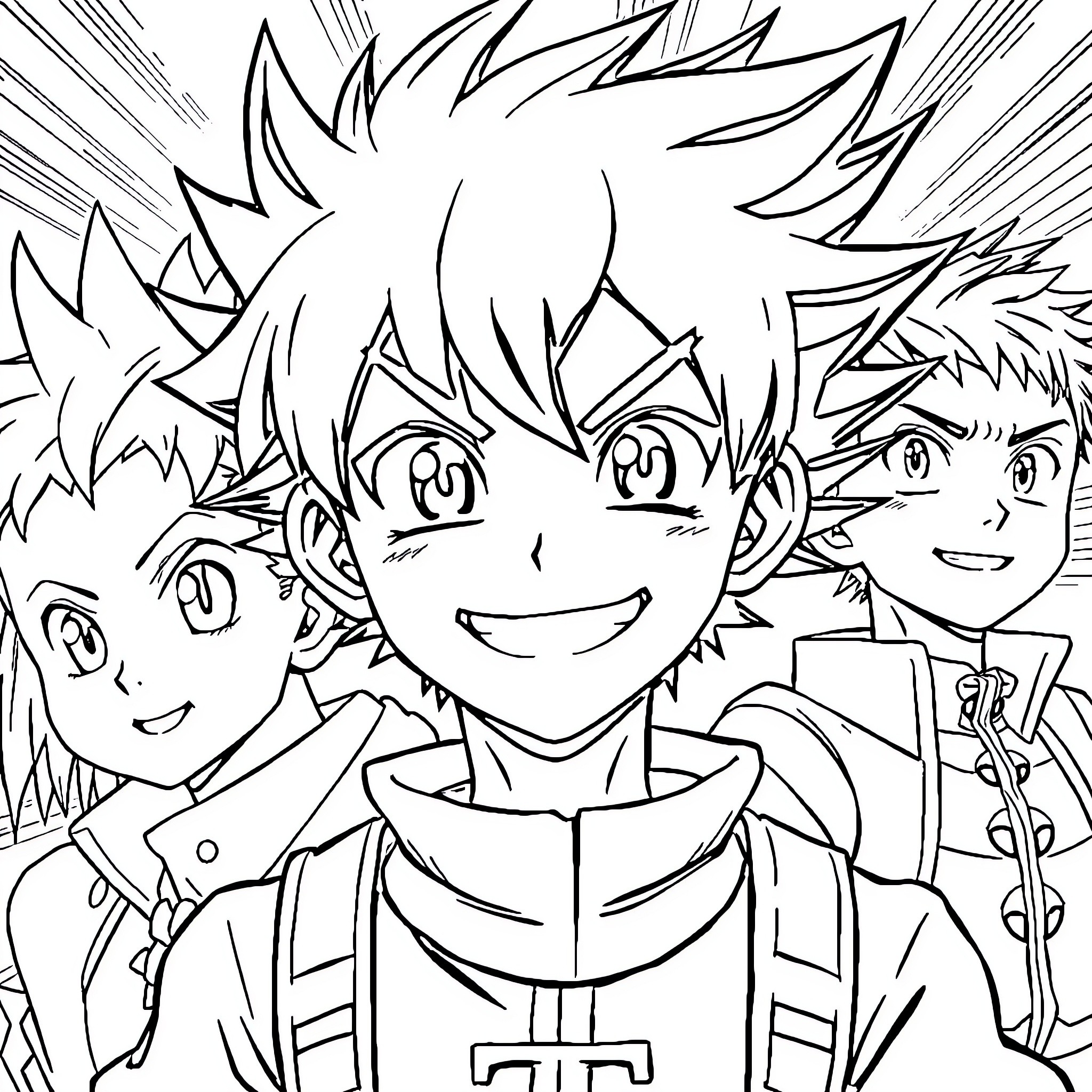 Hunter and Friends on an Adventure Coloring Page (free black-and-white line drawing printable PDF for all, from beginners to advanced learners, including children, teens, adults, and seniors)