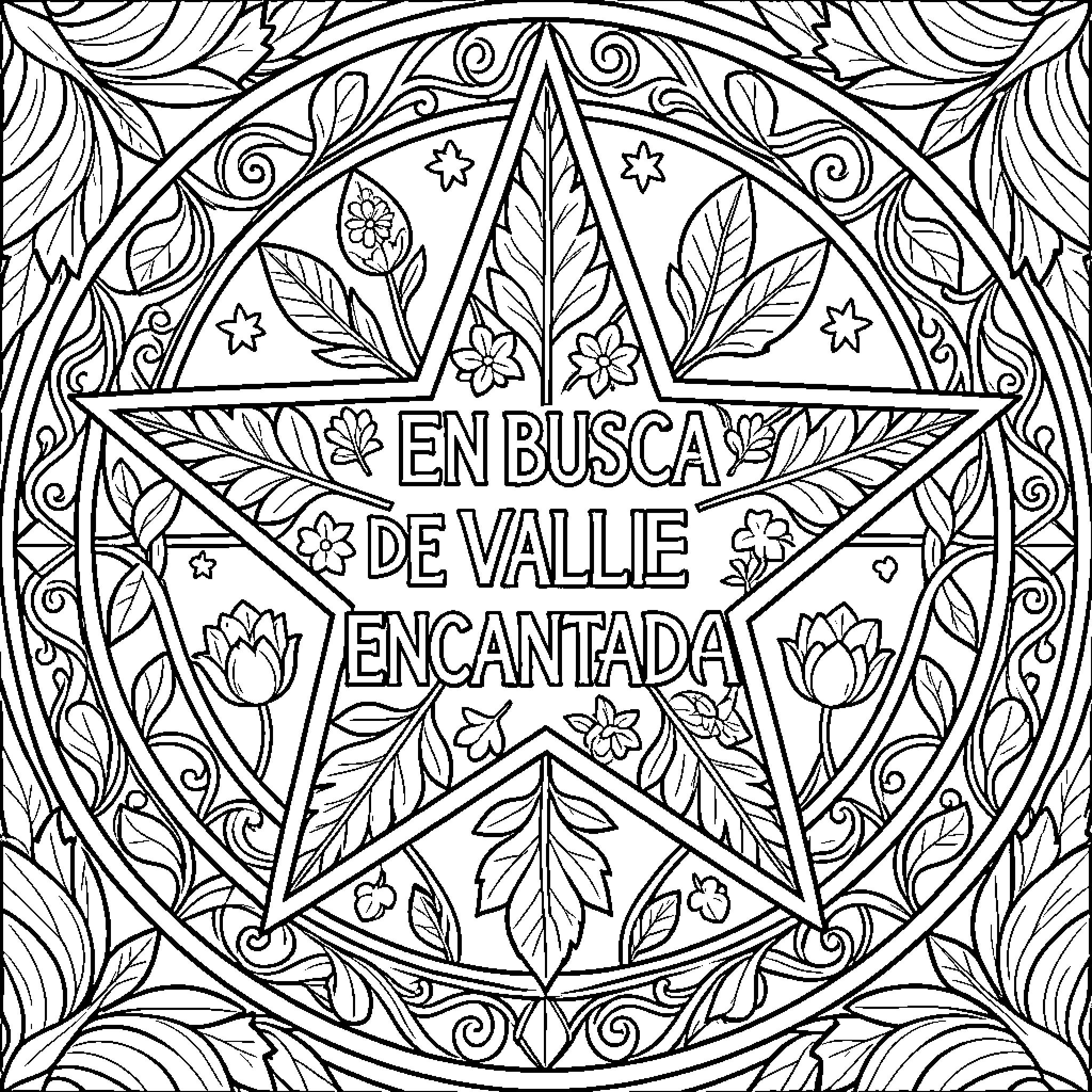 Hoja en busca de valle encantada Coloring Page (free black-and-white line drawing printable PDF for all, from beginners to advanced learners, including children, teens, adults, and seniors)
