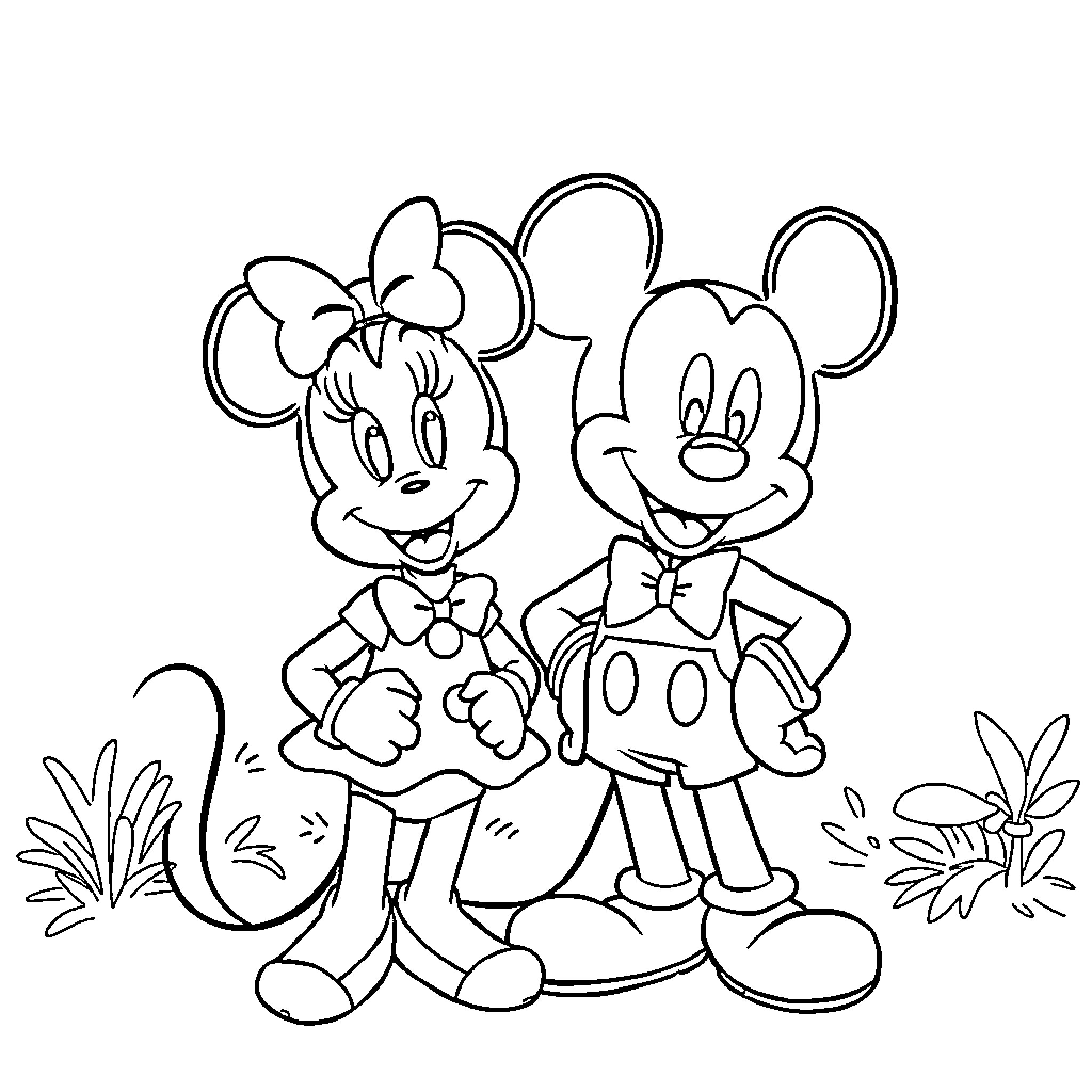 Clarabel's Playful Adventure with Mickey Coloring Page (free black-and-white line drawing printable PDF for all, from beginners to advanced learners, including children, teens, adults, and seniors)