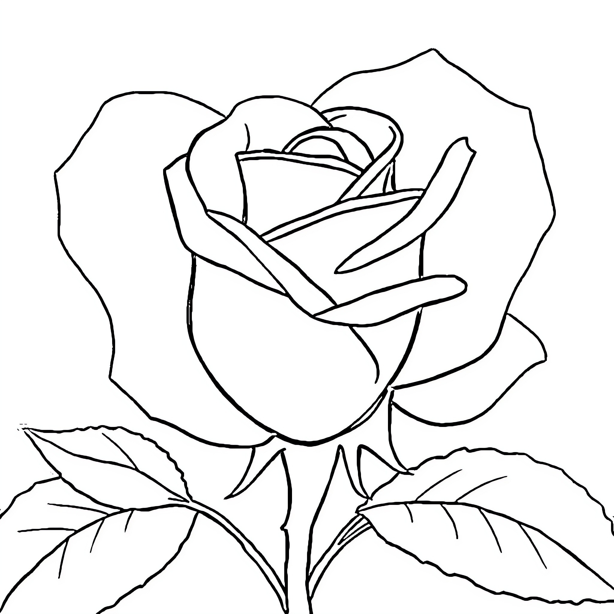 Heart of a Beautiful Rose Coloring Page (free black-and-white line drawing printable PDF for all, from beginners to advanced learners, including children, teens, adults, and seniors)