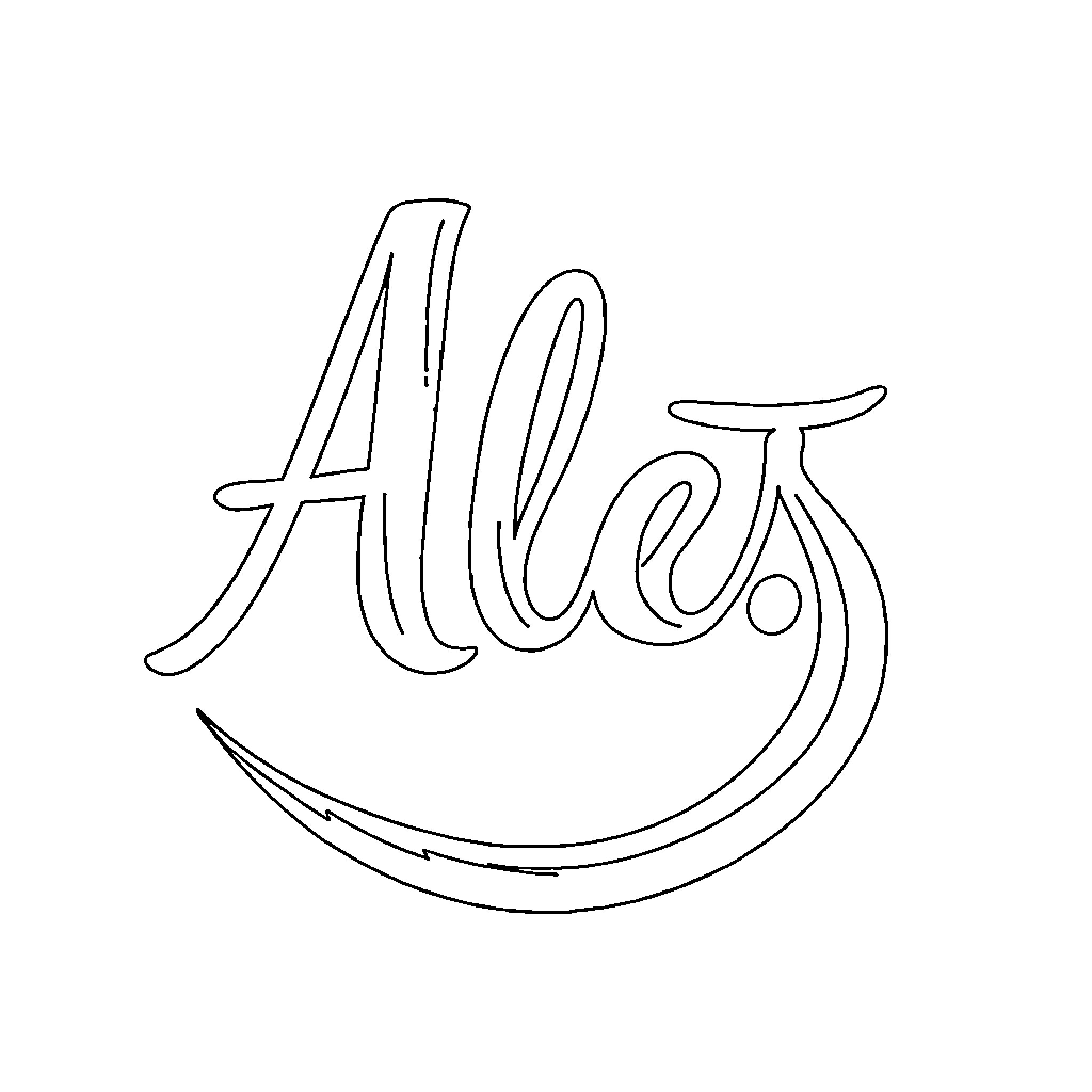 Letter with Flowing Calligraphic Style Coloring Page (free black-and-white line drawing printable PDF for all, from beginners to advanced learners, including children, teens, adults, and seniors)
