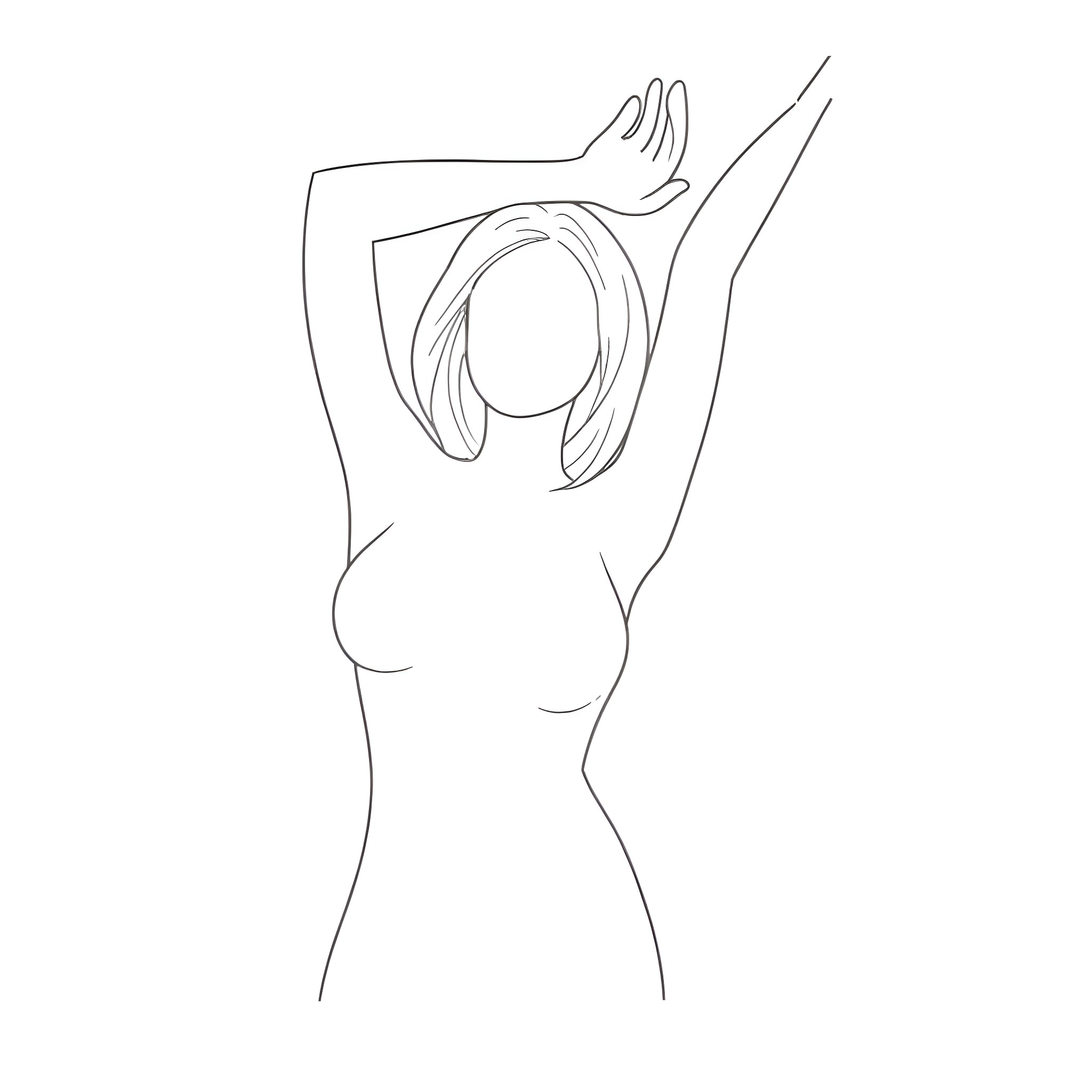 Woman in Abstract Pose Coloring Page (free black-and-white line drawing printable PDF for all, from beginners to advanced learners, including children, teens, adults, and seniors)