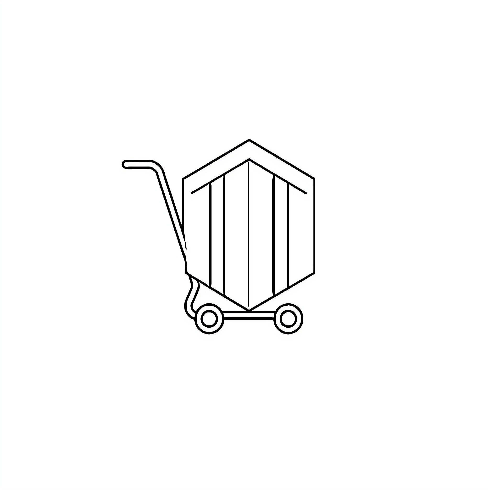 Magento Logo on Wheeled Cart Coloring Page (free black-and-white line drawing printable PDF for all, from beginners to advanced learners, including children, teens, adults, and seniors)