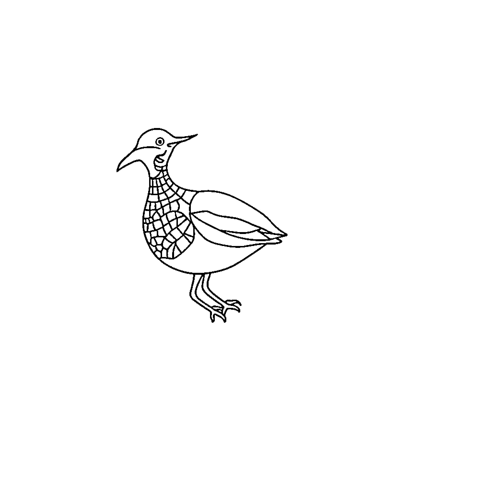 Black and White Bird Illustration Coloring Page (free black-and-white line drawing printable PDF for all, from beginners to advanced learners, including children, teens, adults, and seniors)