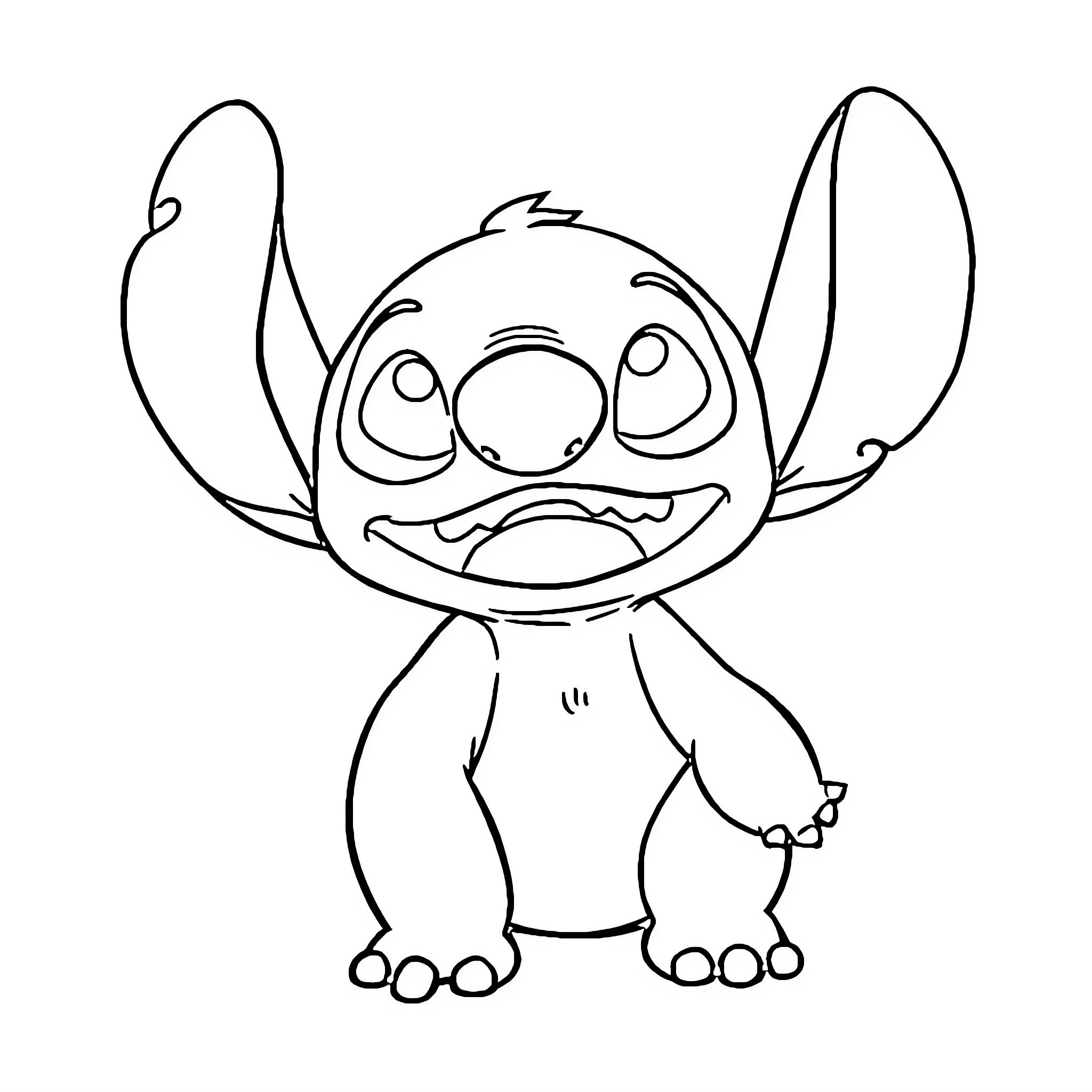 Stitch making a funny face Coloring Page (free black-and-white line drawing printable PDF for all, from beginners to advanced learners, including children, teens, adults, and seniors)
