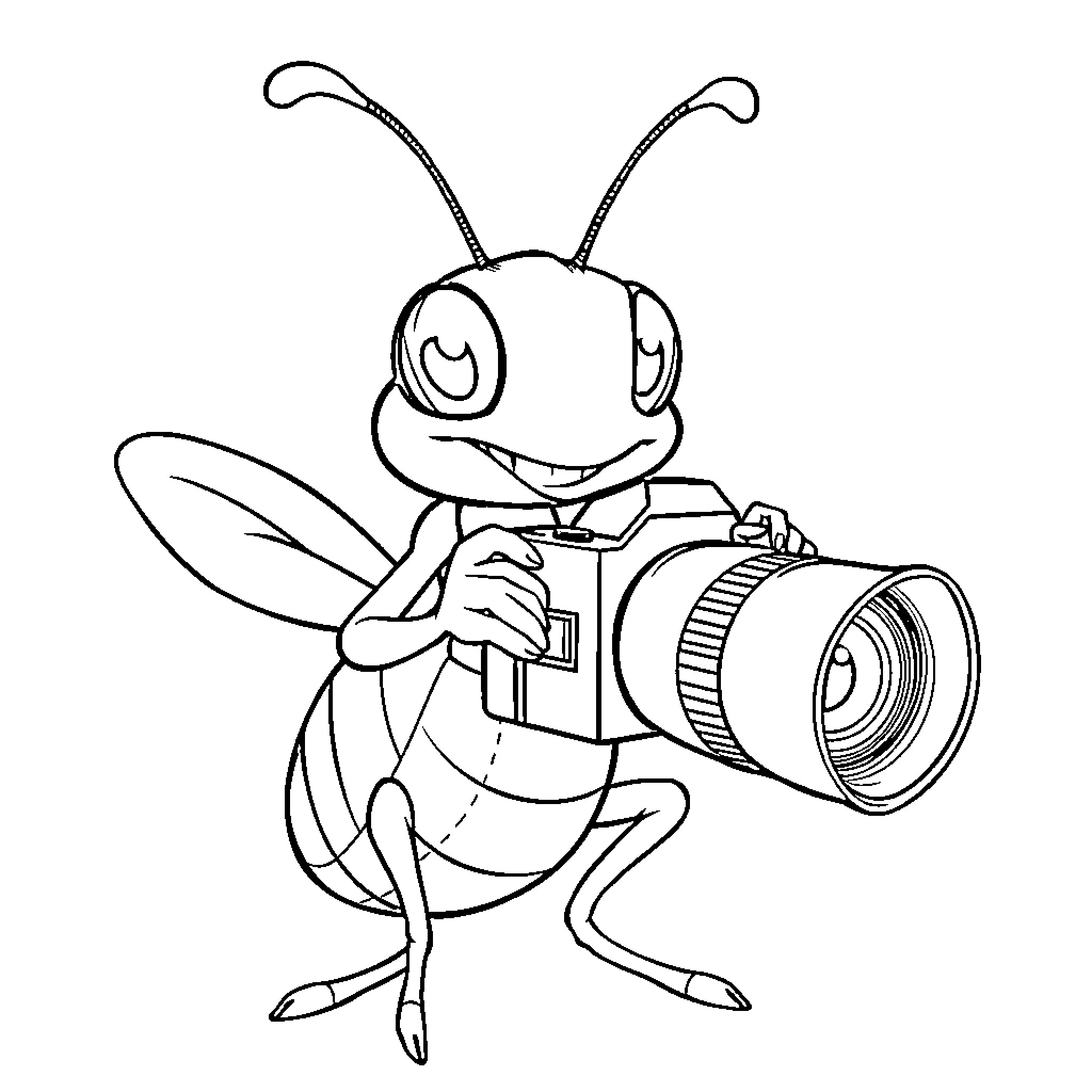 Cricket photographer capturing the game action Coloring Page (free black-and-white line drawing printable PDF for all, from beginners to advanced learners, including children, teens, adults, and seniors)