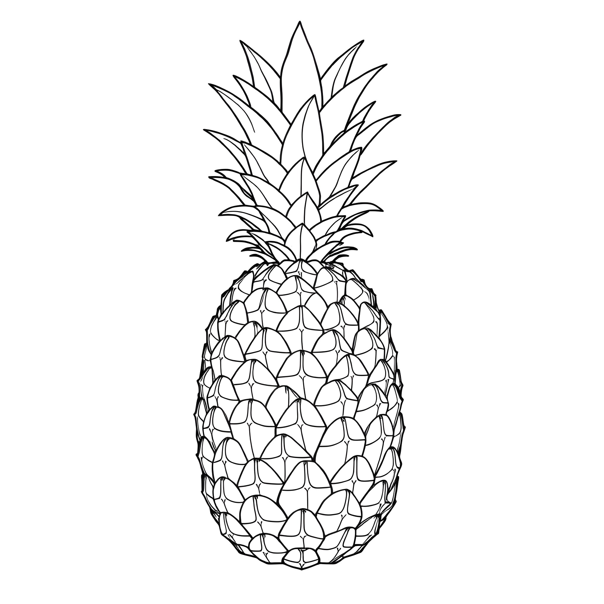 Pineapple with intricate geometric pattern Coloring Page (free black-and-white line drawing printable PDF for all, from beginners to advanced learners, including children, teens, adults, and seniors)