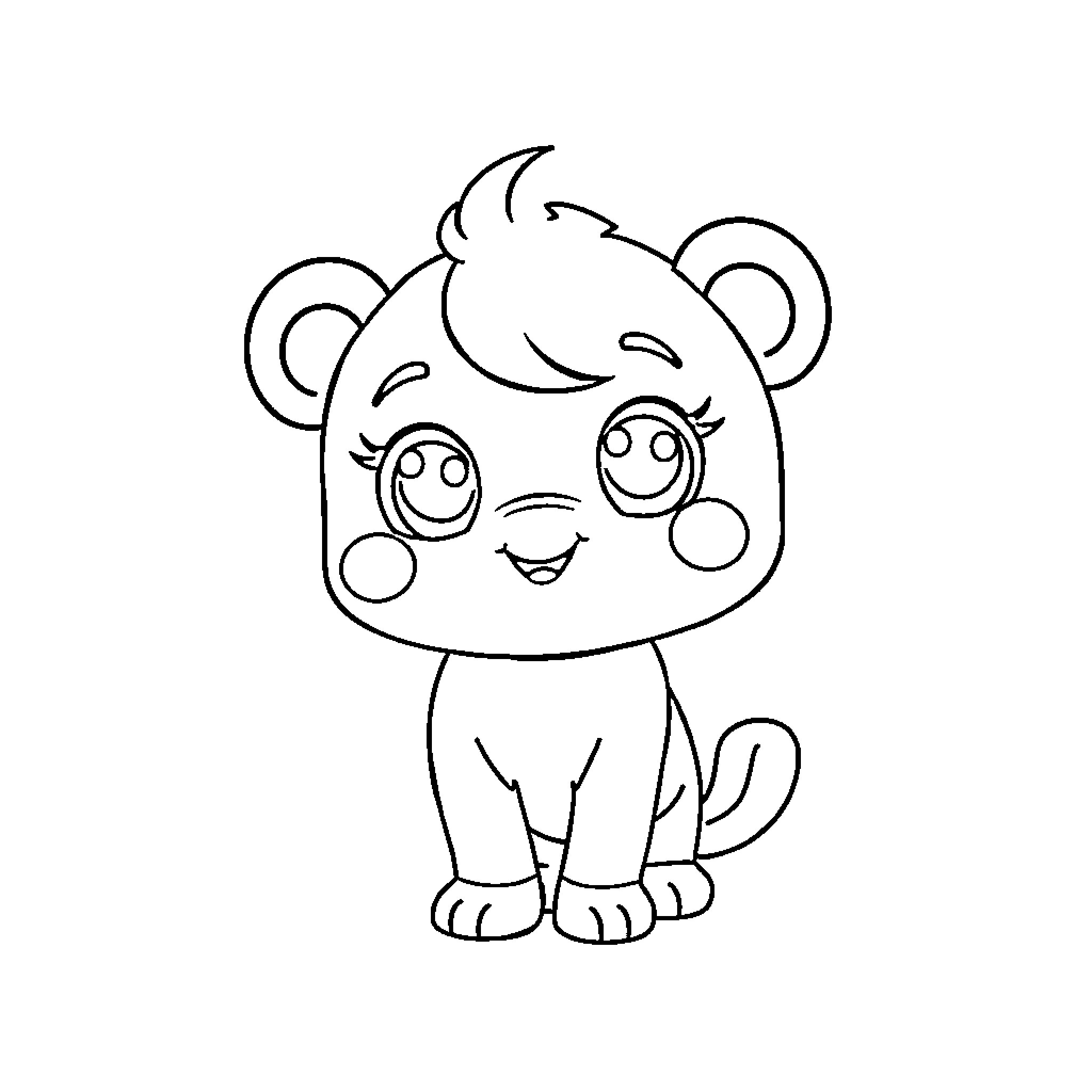 Brown Cute Cartoon Bear with Expressive Face Coloring Page (free black-and-white line drawing printable PDF for all, from beginners to advanced learners, including children, teens, adults, and seniors)