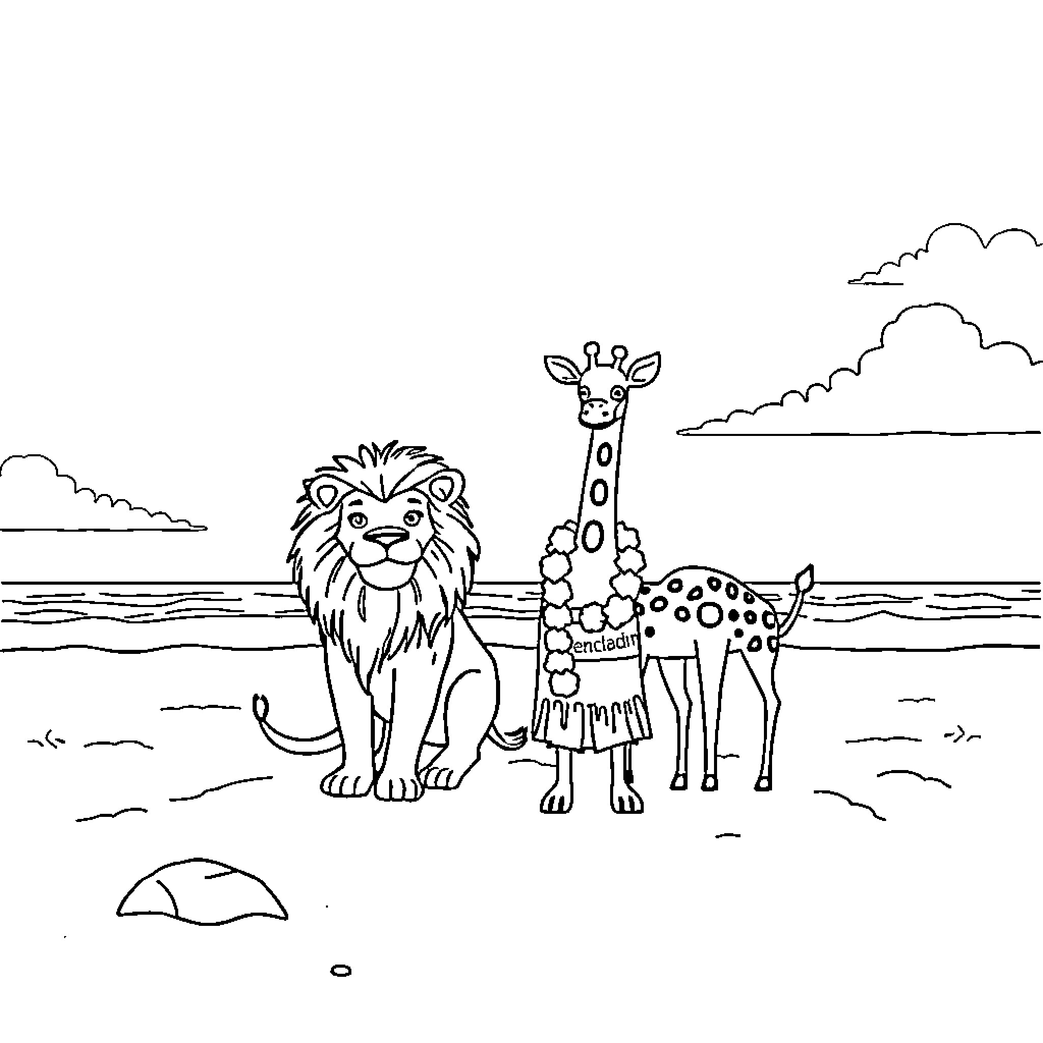 Number Animal Friends in the Wild Coloring Page (free black-and-white line drawing printable PDF for all, from beginners to advanced learners, including children, teens, adults, and seniors)
