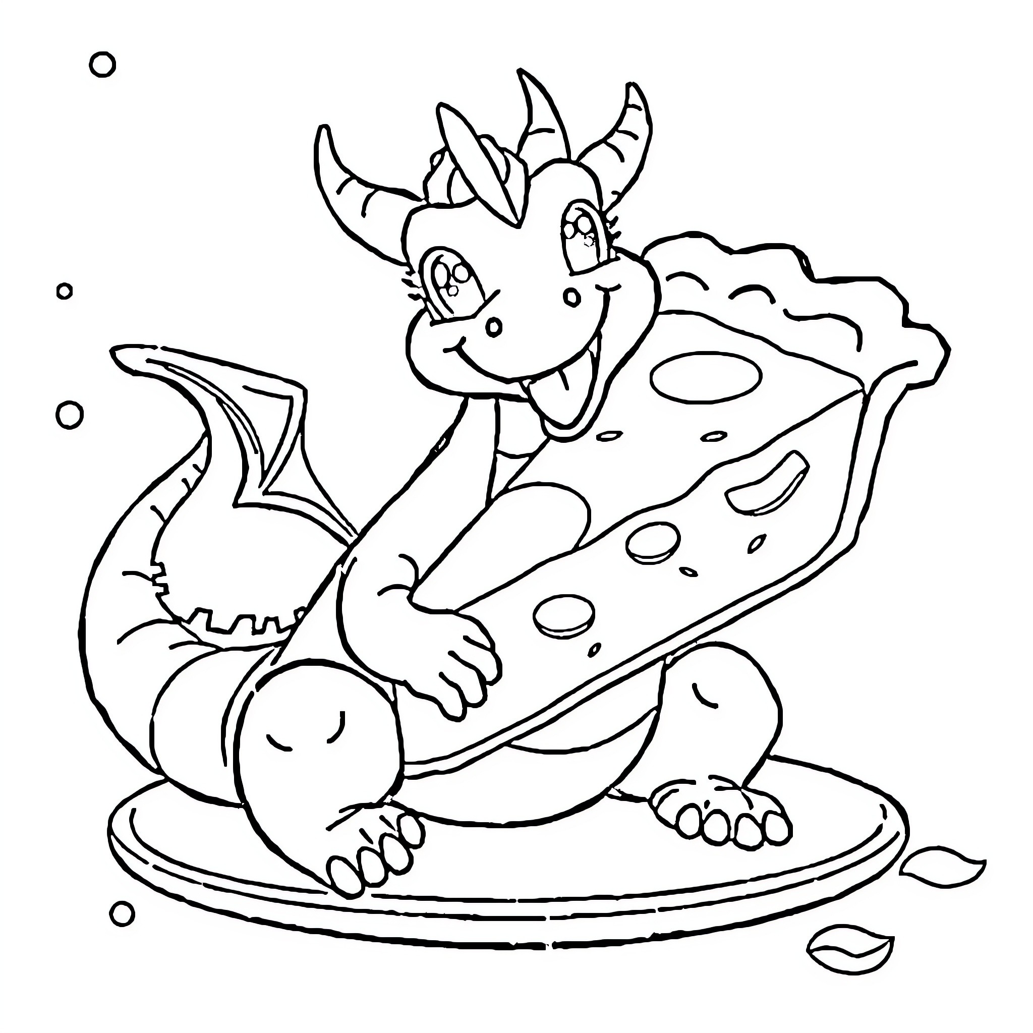 Dragon resting on a rock formation Coloring Page (free black-and-white line drawing printable PDF for all, from beginners to advanced learners, including children, teens, adults, and seniors)