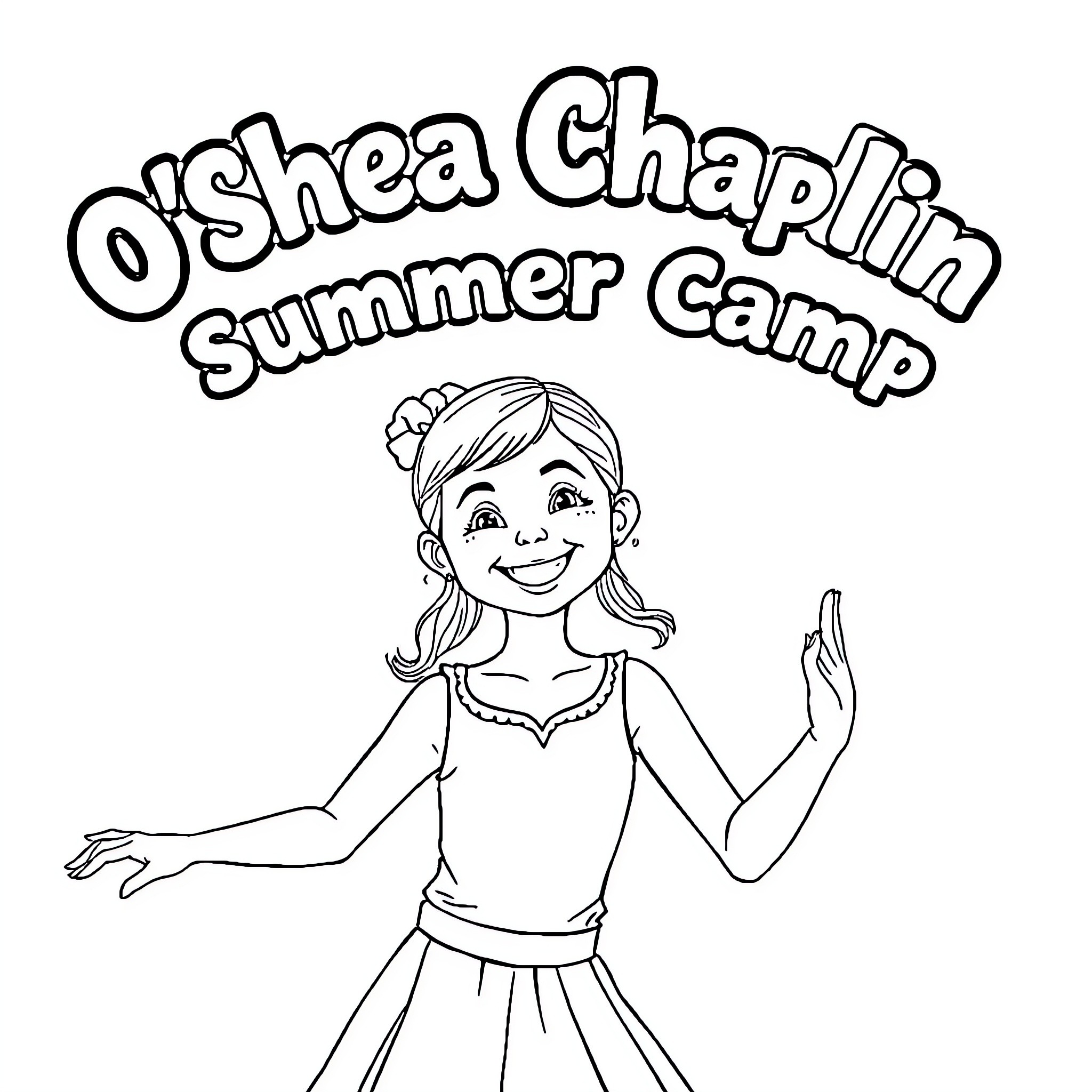 Irish Dancer at Summer Camp Coloring Page (free black-and-white line drawing printable PDF for all, from beginners to advanced learners, including children, teens, adults, and seniors)