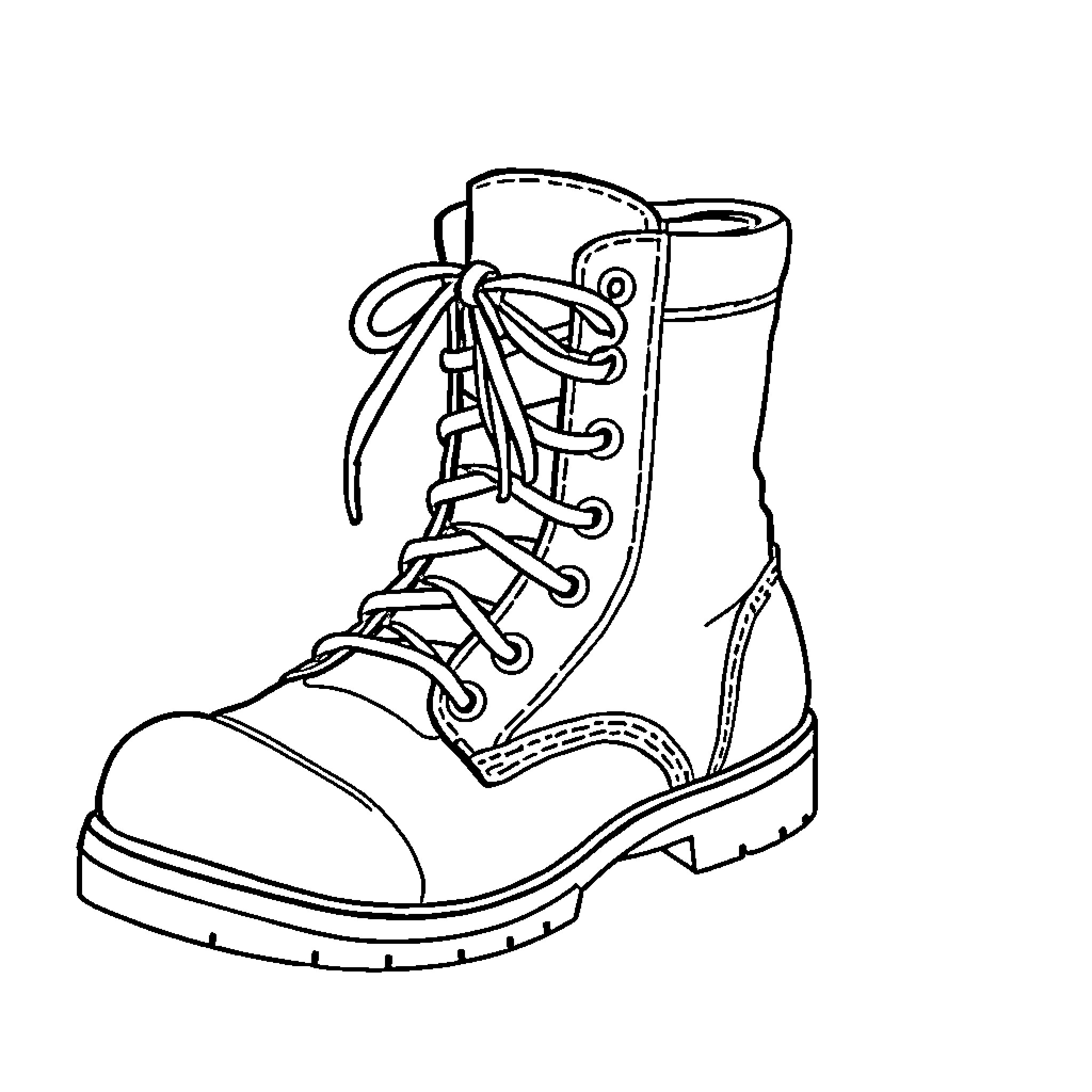 Boot with Laced Up Design Coloring Page (free black-and-white line drawing printable PDF for all, from beginners to advanced learners, including children, teens, adults, and seniors)
