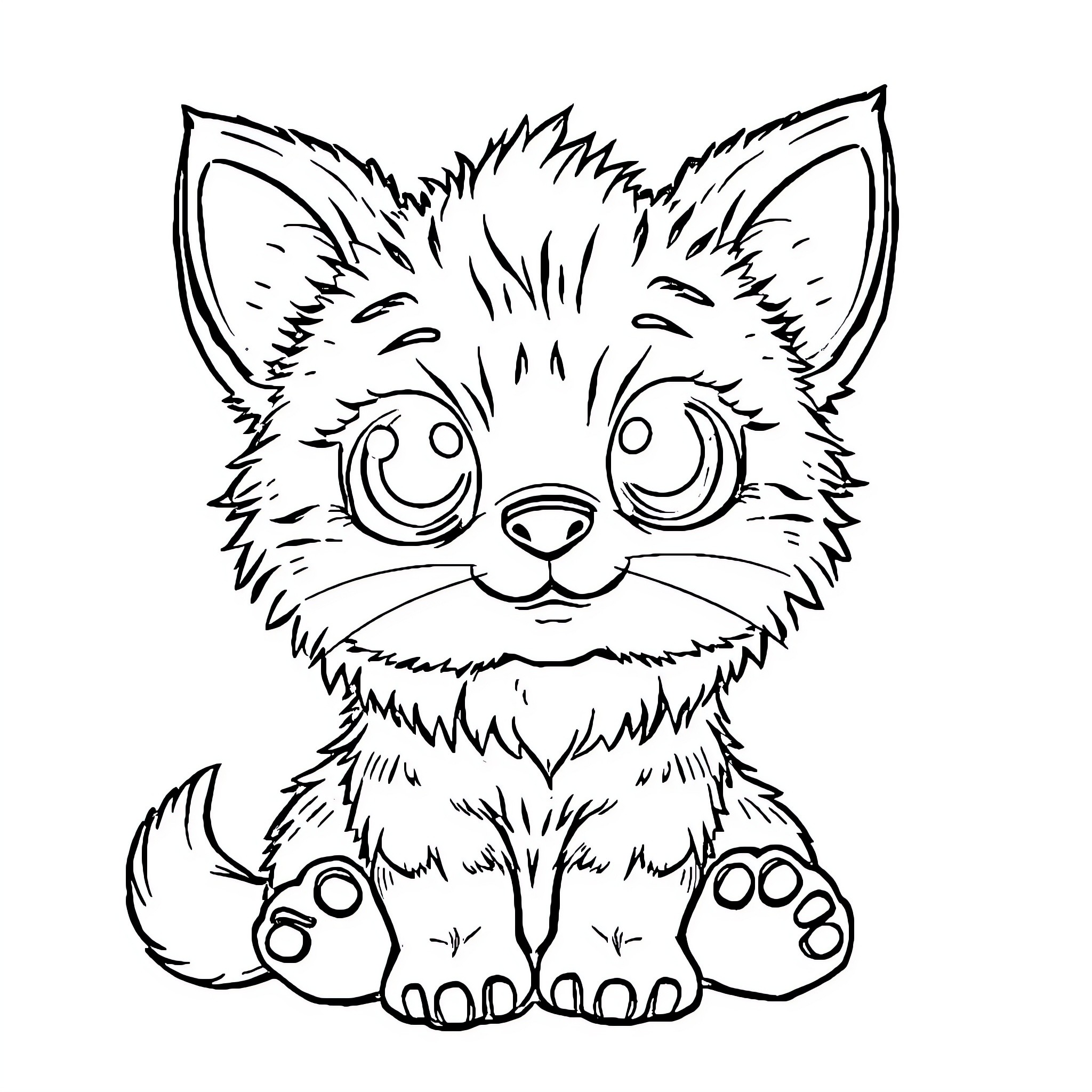 Animal sitting with happy expression Coloring Page (free black-and-white line drawing printable PDF for all, from beginners to advanced learners, including children, teens, adults, and seniors)