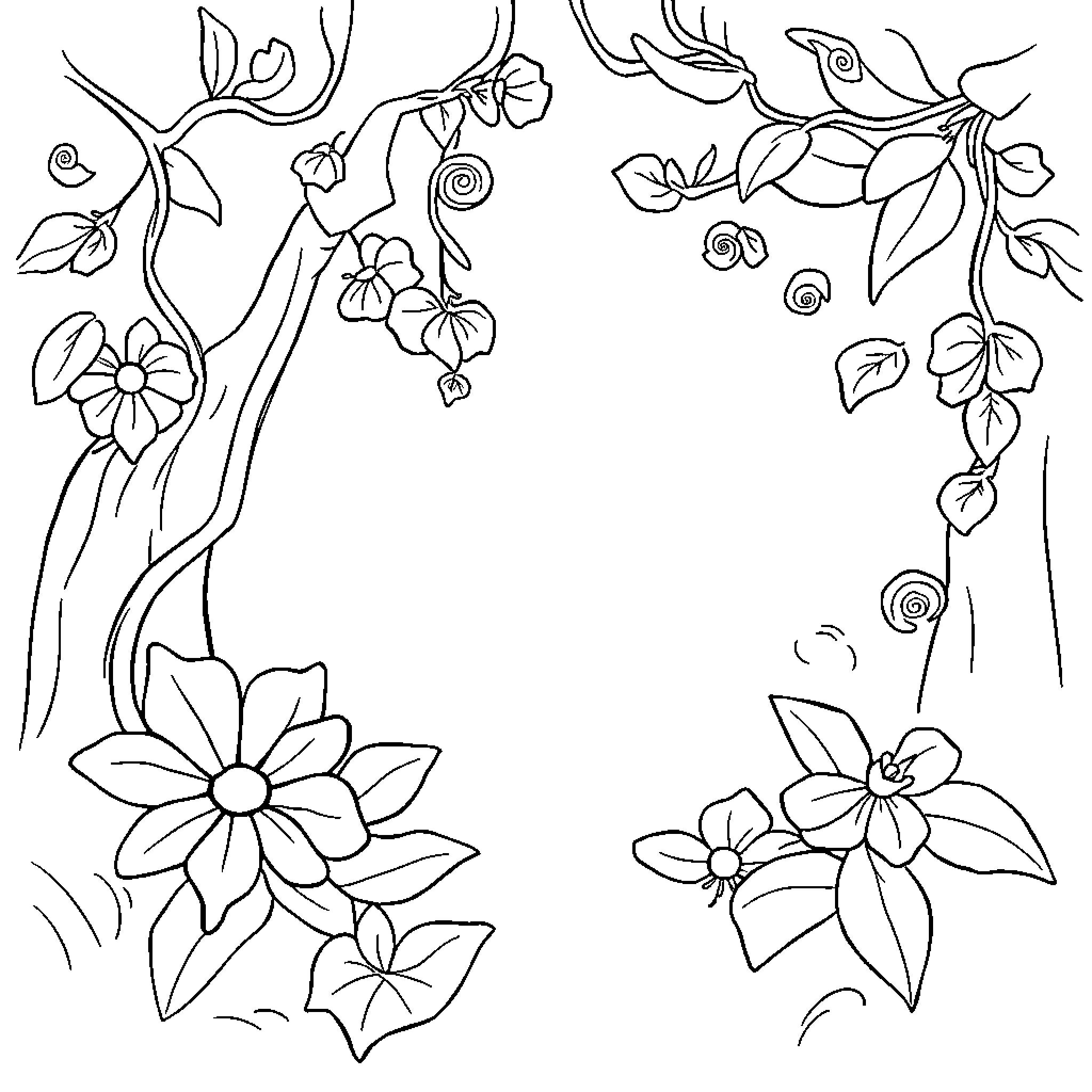 حافظ الأسد's Floral Artwork Coloring Page (free black-and-white line drawing printable PDF for all, from beginners to advanced learners, including children, teens, adults, and seniors)
