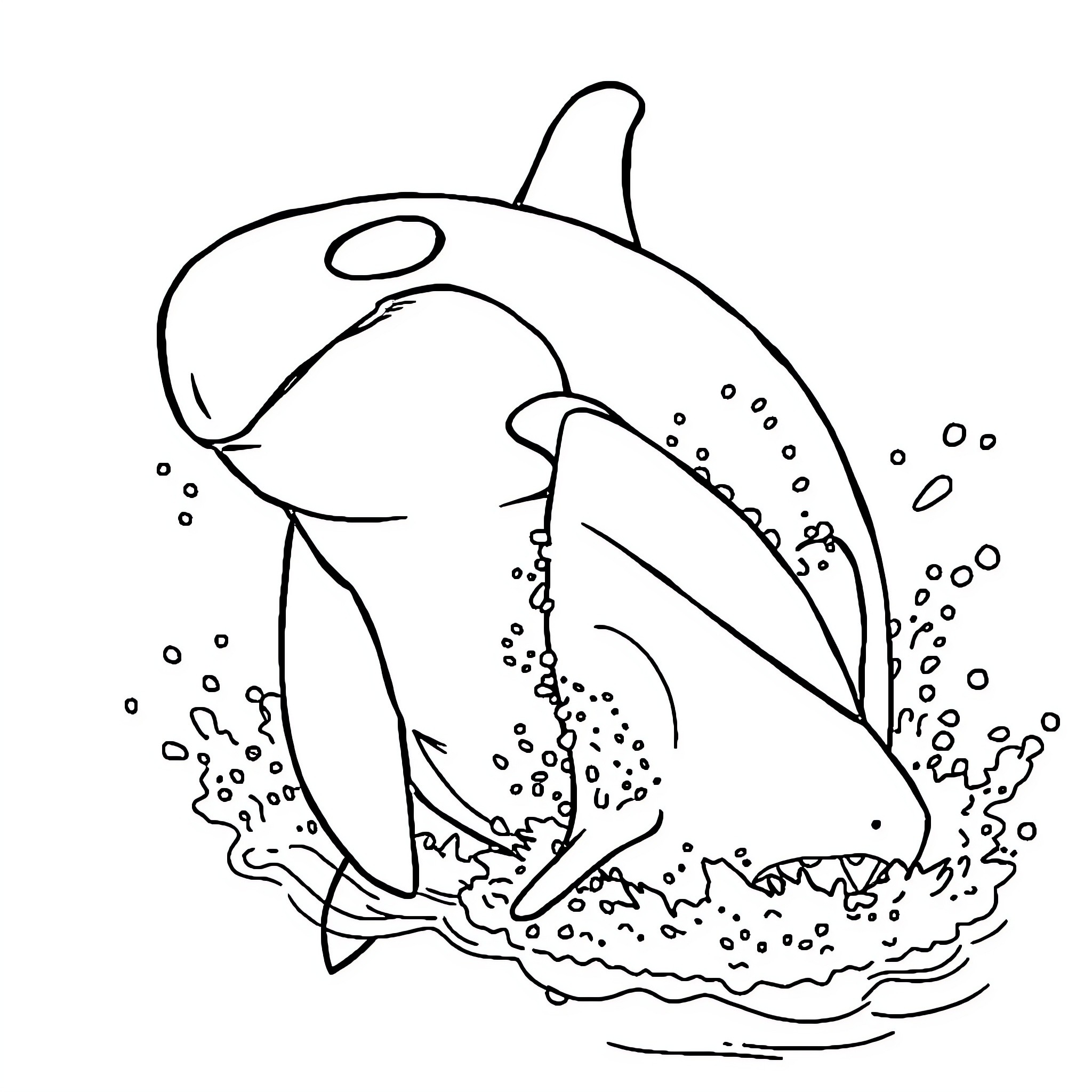 Orca swimming gracefully in the ocean Coloring Page (free black-and-white line drawing printable PDF for all, from beginners to advanced learners, including children, teens, adults, and seniors)