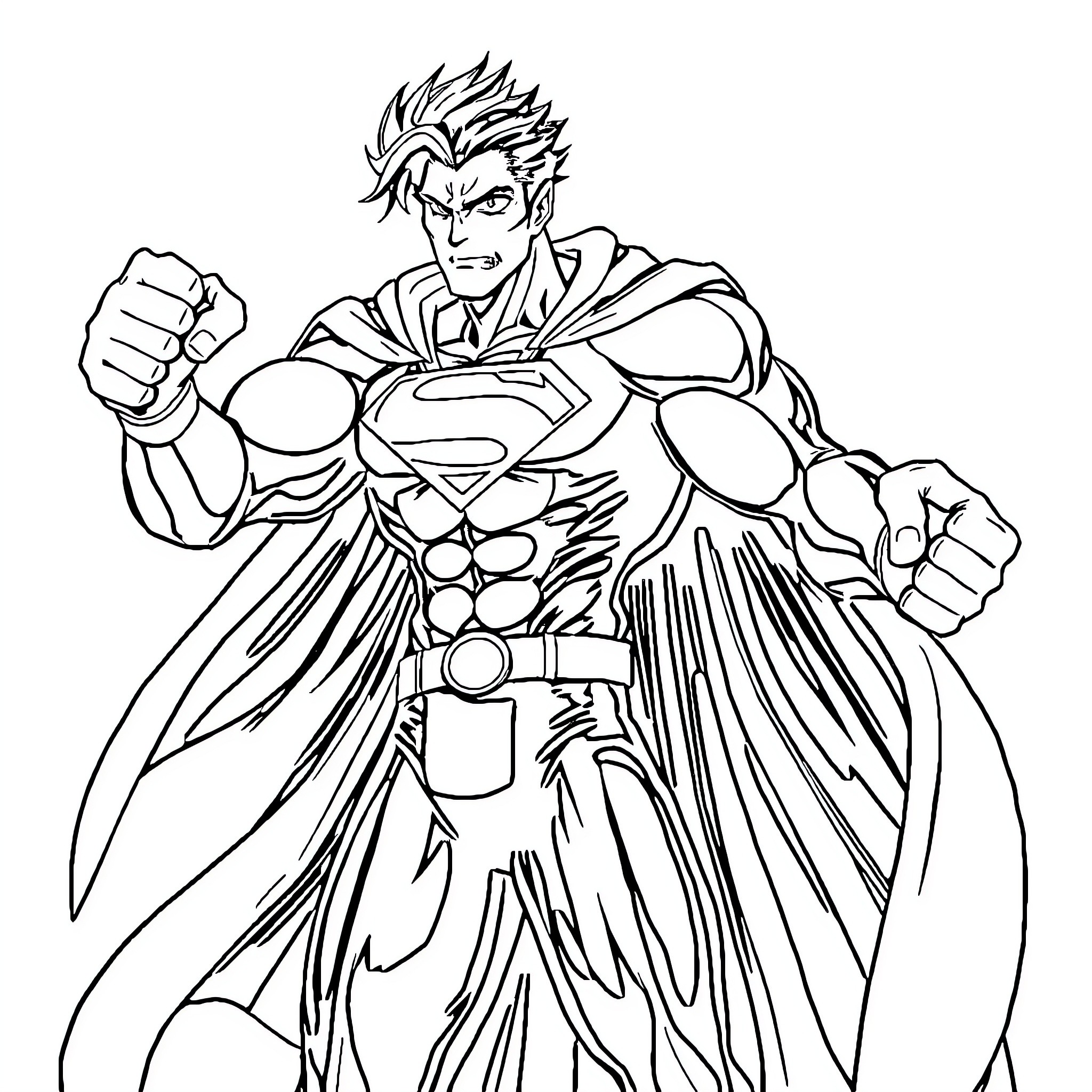 Kenpachi's Heroic Stance in Battle Coloring Page (free black-and-white line drawing printable PDF for all, from beginners to advanced learners, including children, teens, adults, and seniors)