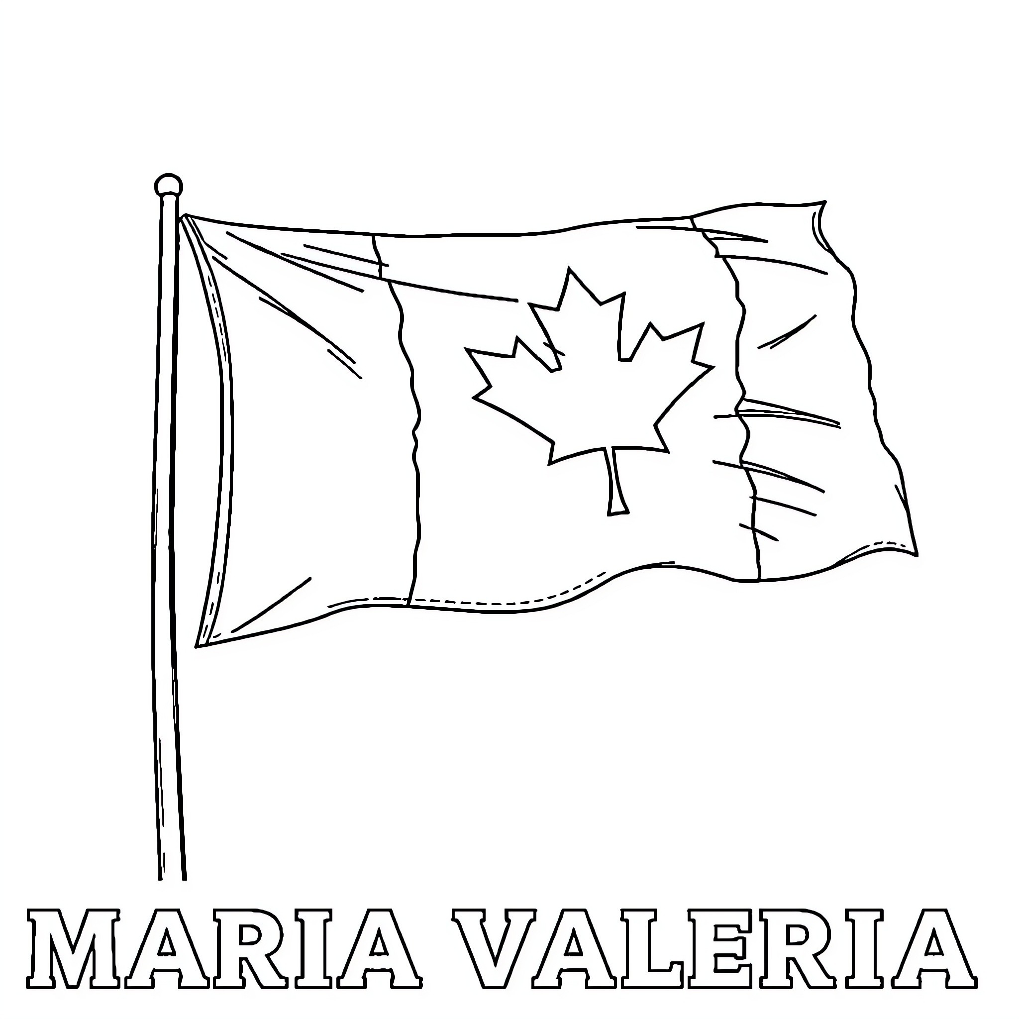 Flag waving with maple leaf design Coloring Page (free black-and-white line drawing printable PDF for all, from beginners to advanced learners, including children, teens, adults, and seniors)