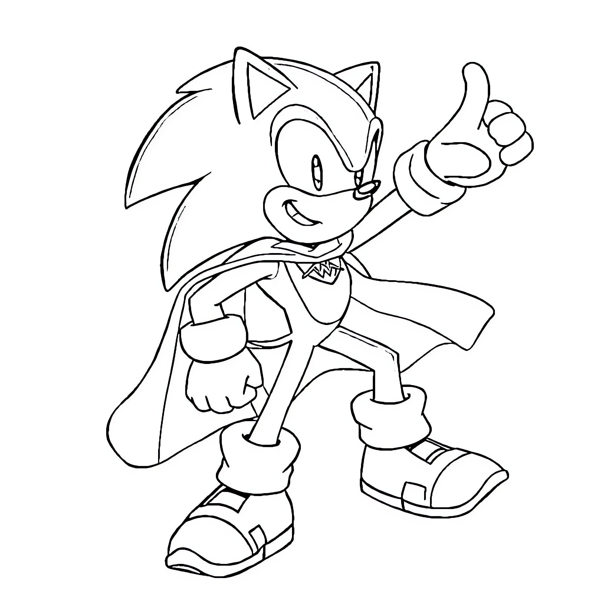 Sonic springing into action with enthusiasm Coloring Page (free black-and-white line drawing printable PDF for all, from beginners to advanced learners, including children, teens, adults, and seniors)