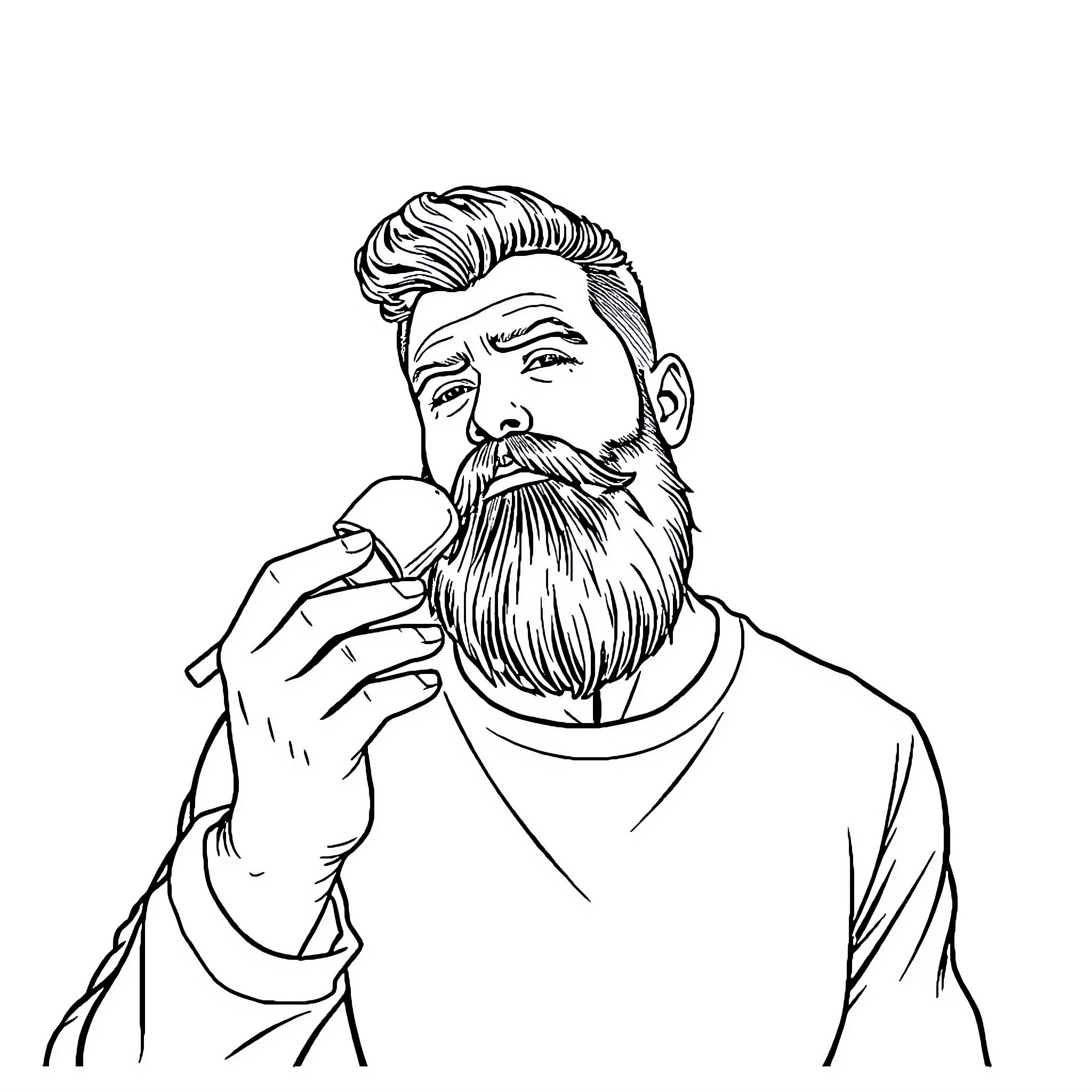 Homme avec barbe et moustache élégantes Coloring Page (free black-and-white line drawing printable PDF for all, from beginners to advanced learners, including children, teens, adults, and seniors)