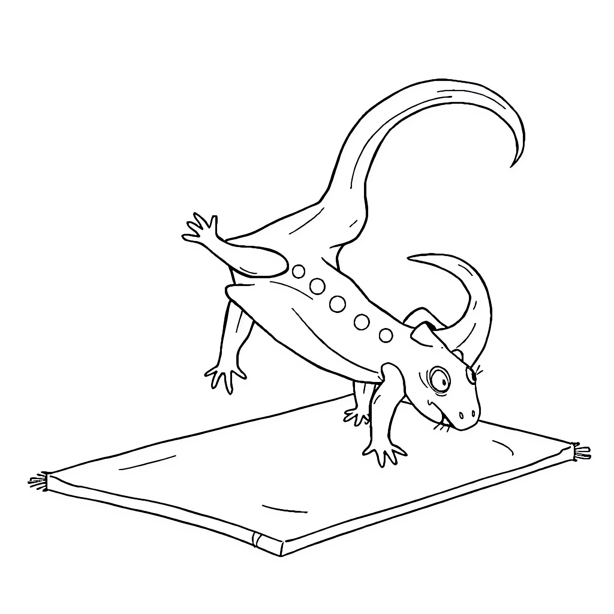 Axolotl climbing on a surface Coloring Page (free black-and-white line drawing printable PDF for all, from beginners to advanced learners, including children, teens, adults, and seniors)
