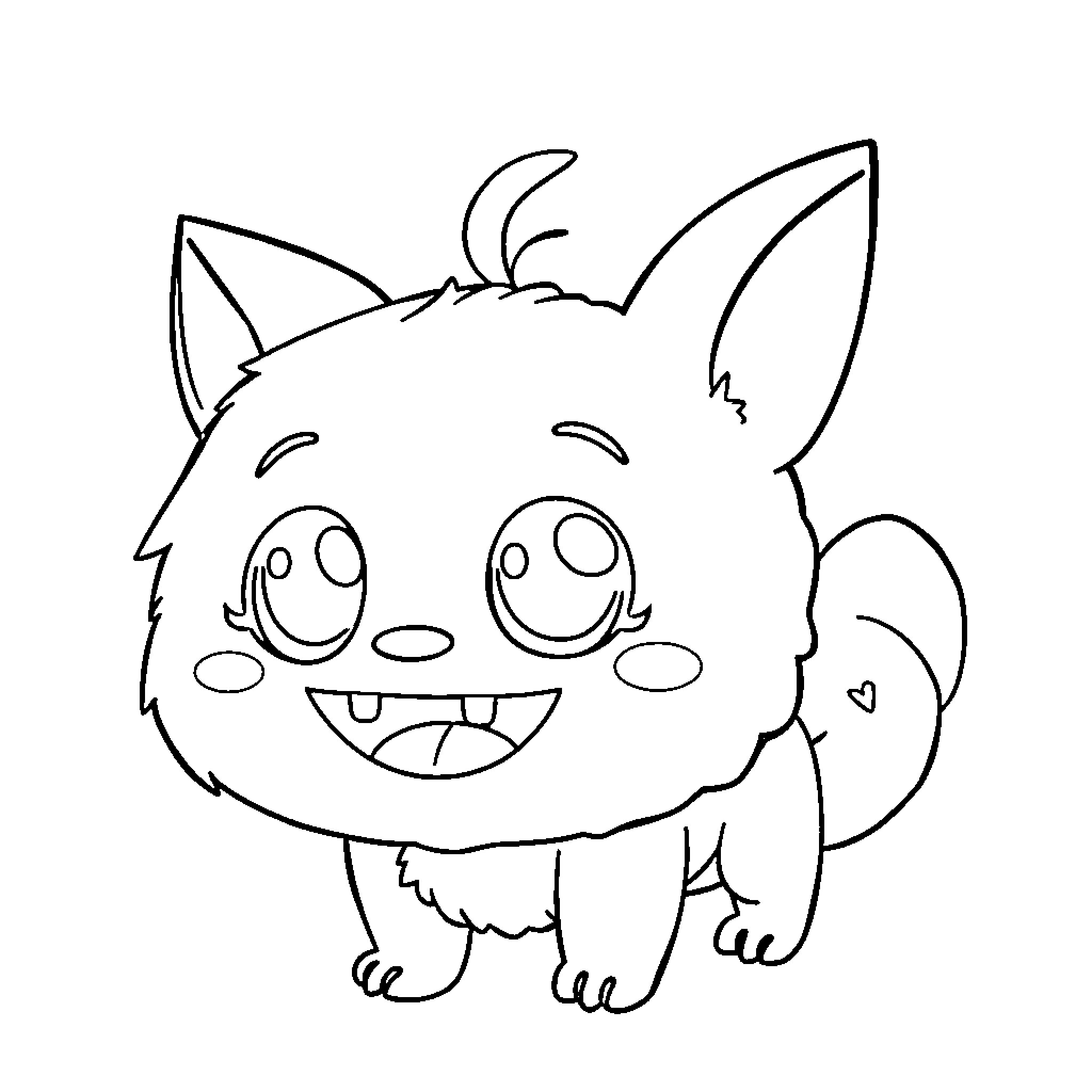 Nomo's Playful Pup Coloring Page (free black-and-white line drawing printable PDF for all, from beginners to advanced learners, including children, teens, adults, and seniors)