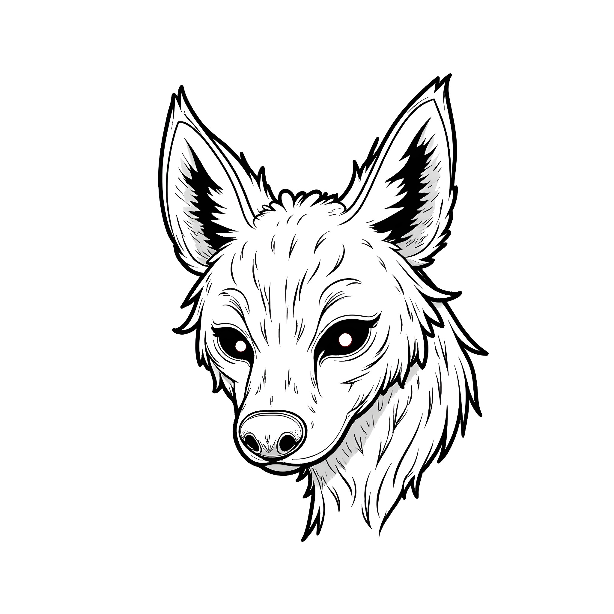 Zombie Hyena with Intense Glare Coloring Page (free black-and-white line drawing printable PDF for all, from beginners to advanced learners, including children, teens, adults, and seniors)