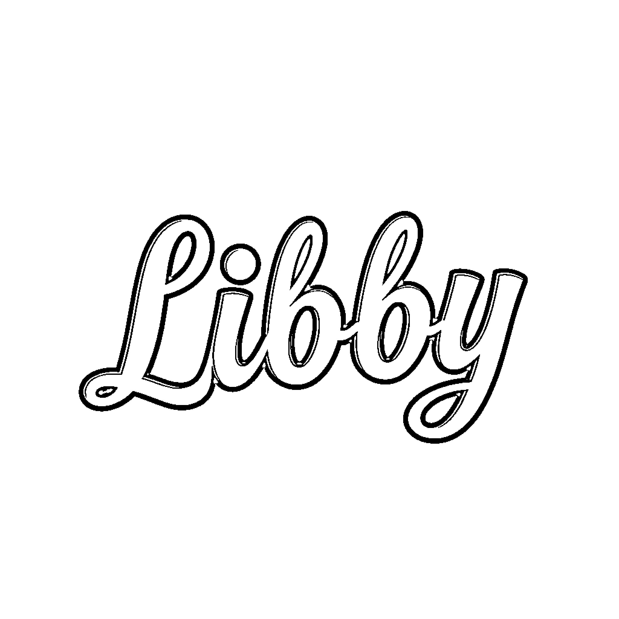 Libby's Artistic Script Coloring Page (free black-and-white line drawing printable PDF for all, from beginners to advanced learners, including children, teens, adults, and seniors)