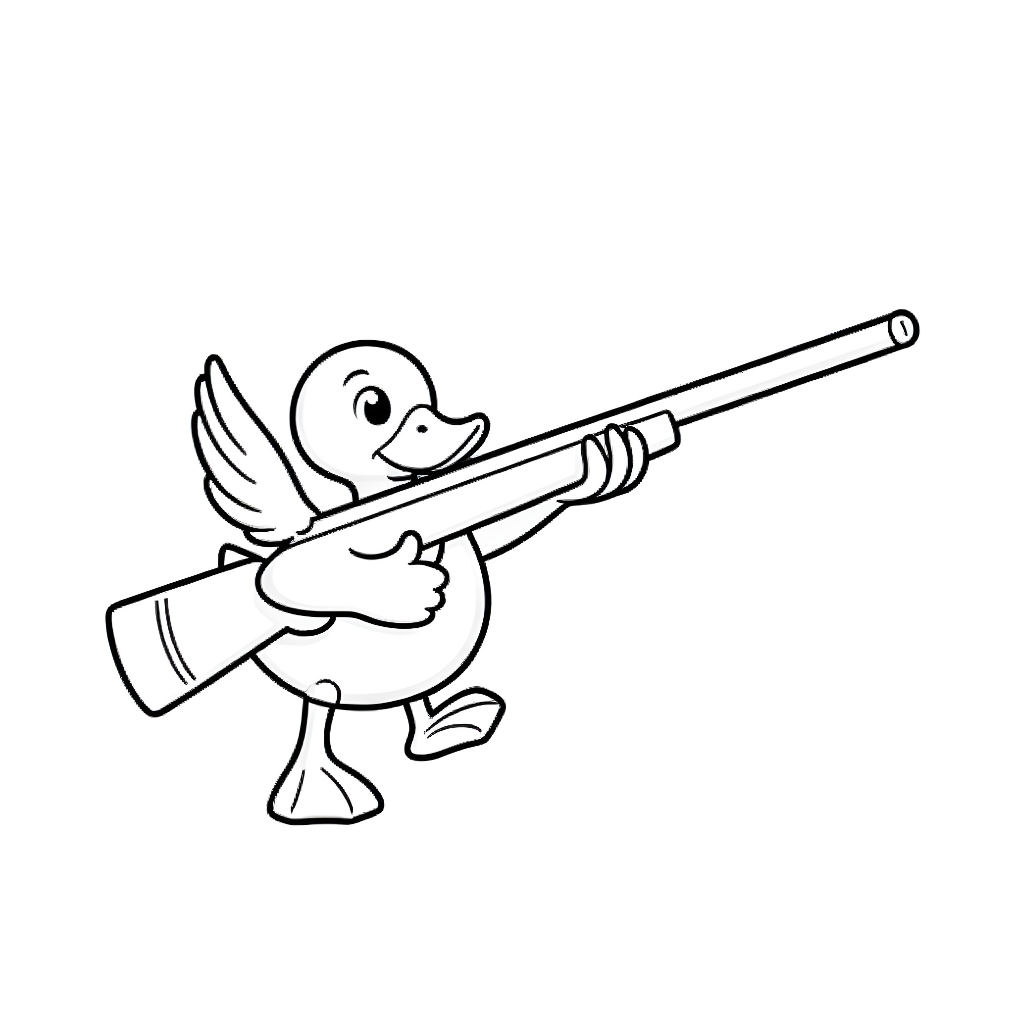 Duck with a Fishing Rod Coloring Page (free black-and-white line drawing printable PDF for all, from beginners to advanced learners, including children, teens, adults, and seniors)