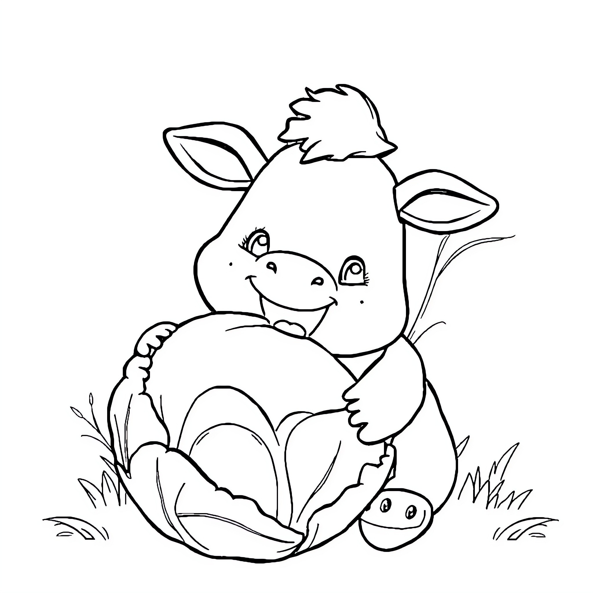 Appa enjoying a peaceful moment with nature Coloring Page (free black-and-white line drawing printable PDF for all, from beginners to advanced learners, including children, teens, adults, and seniors)