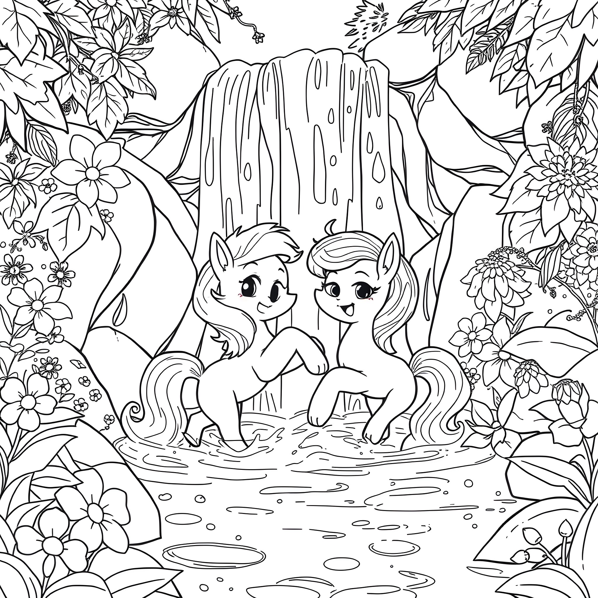 Iono's Mystical Forest Adventure Coloring Page (free black-and-white line drawing printable PDF for all, from beginners to advanced learners, including children, teens, adults, and seniors)