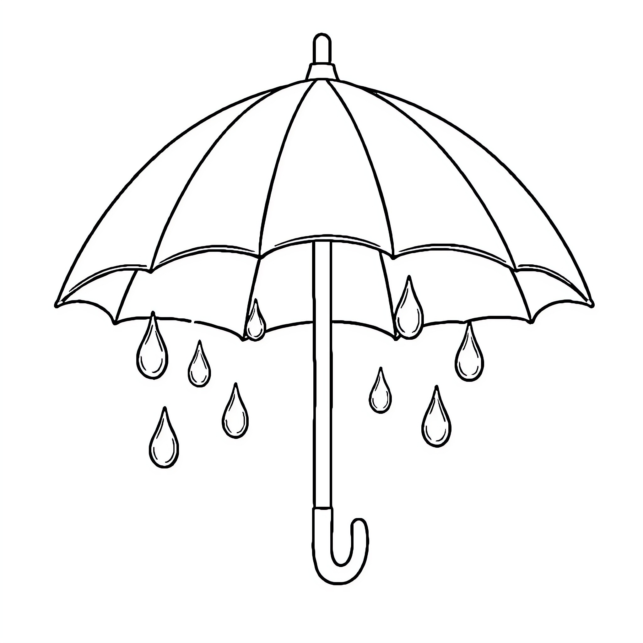 Umbrella protecting against the rain Coloring Page (free black-and-white line drawing printable PDF for all, from beginners to advanced learners, including children, teens, adults, and seniors)