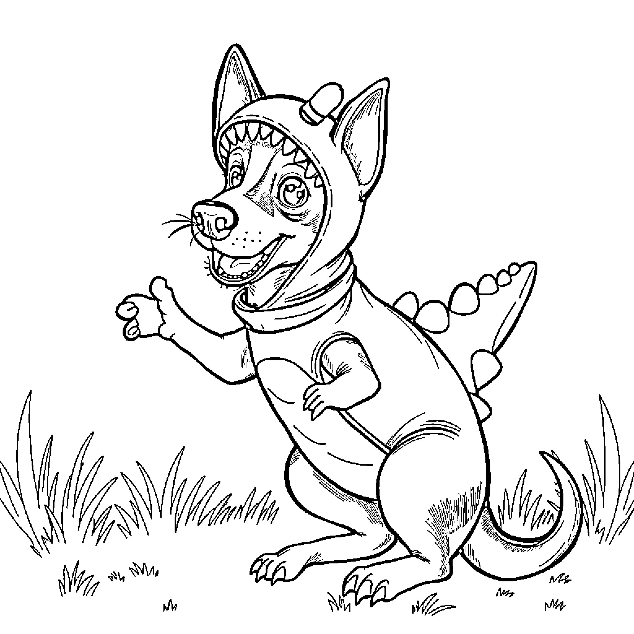 Bluey's Playful Antics in the Wilderness Coloring Page (free black-and-white line drawing printable PDF for all, from beginners to advanced learners, including children, teens, adults, and seniors)