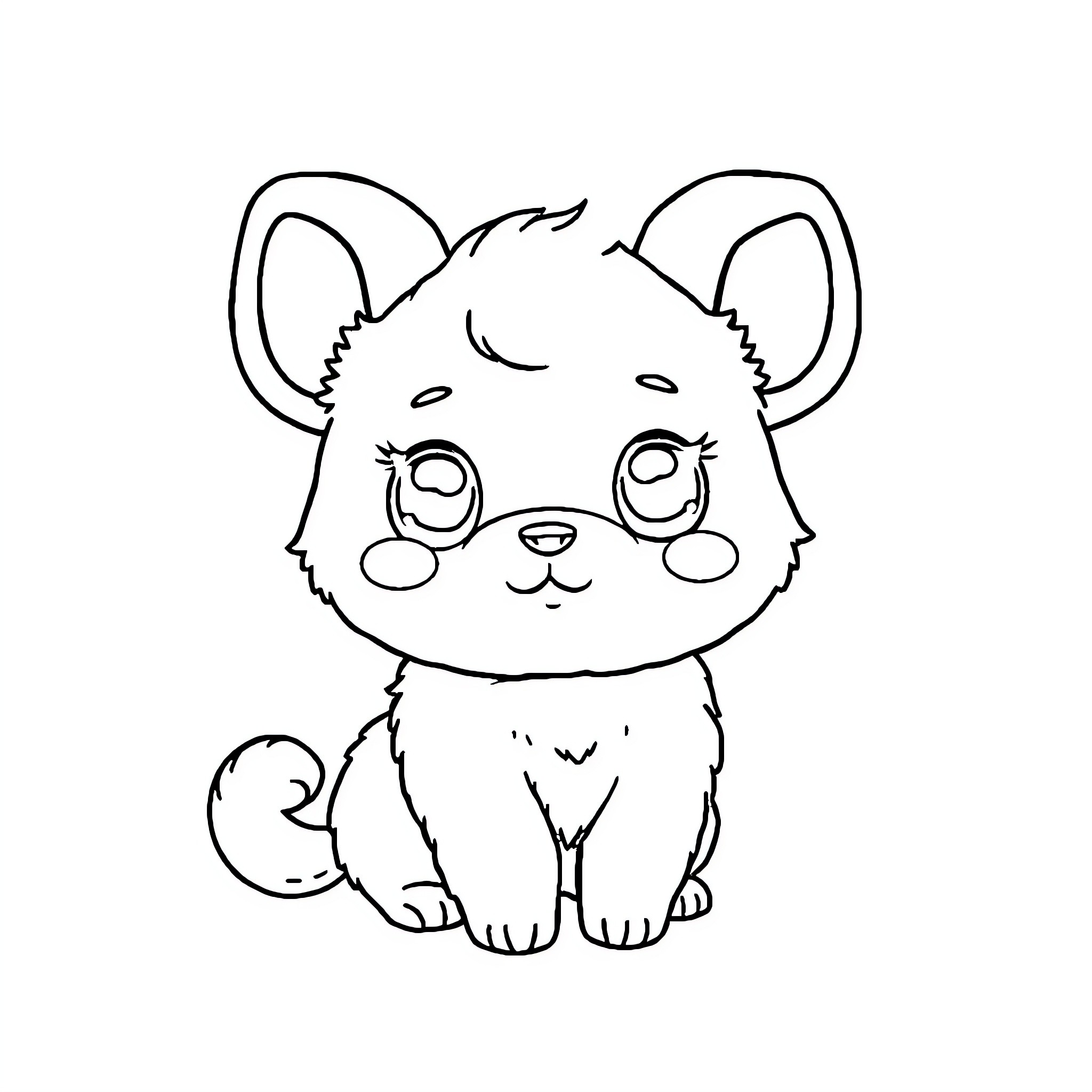 Cinnamoroll sitting cutely and smiling Coloring Page (free black-and-white line drawing printable PDF for all, from beginners to advanced learners, including children, teens, adults, and seniors)