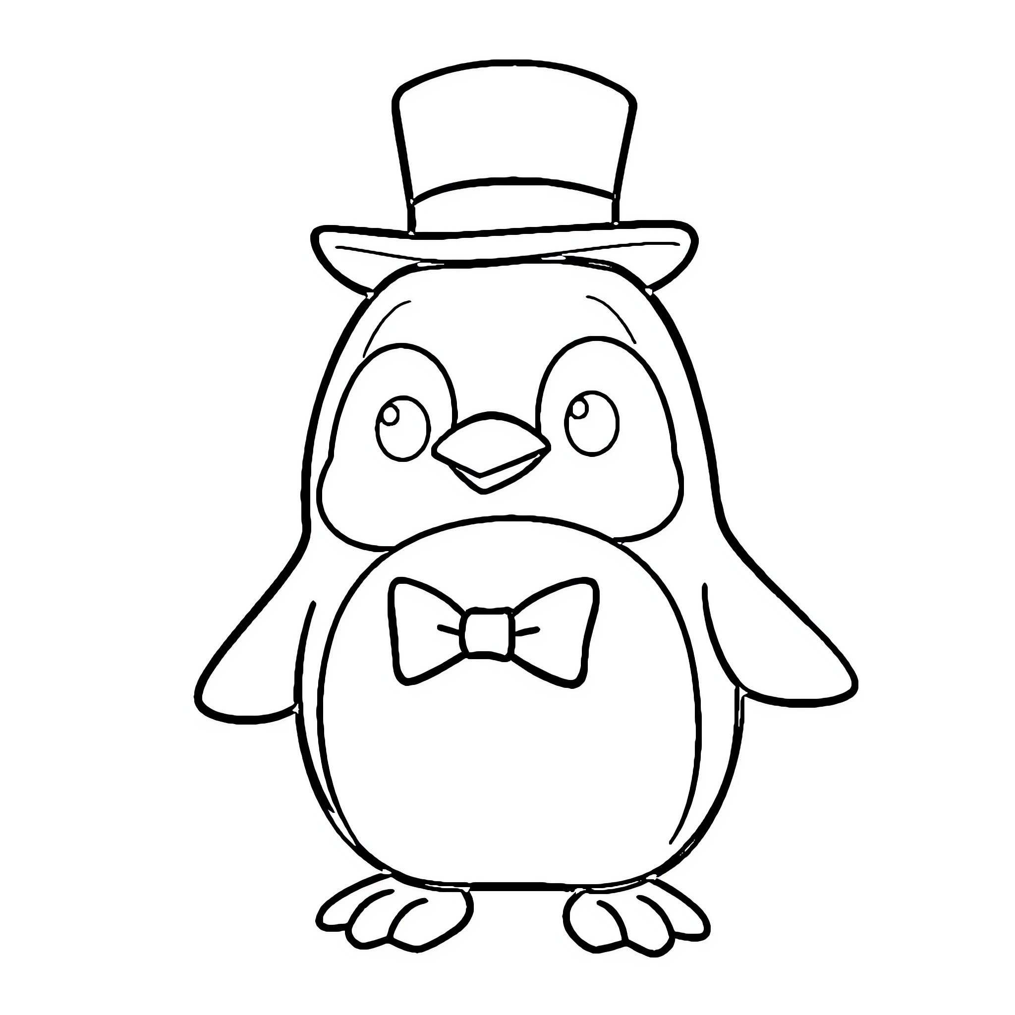 Tuxedosam the dapper penguin Coloring Page (free black-and-white line drawing printable PDF for all, from beginners to advanced learners, including children, teens, adults, and seniors)