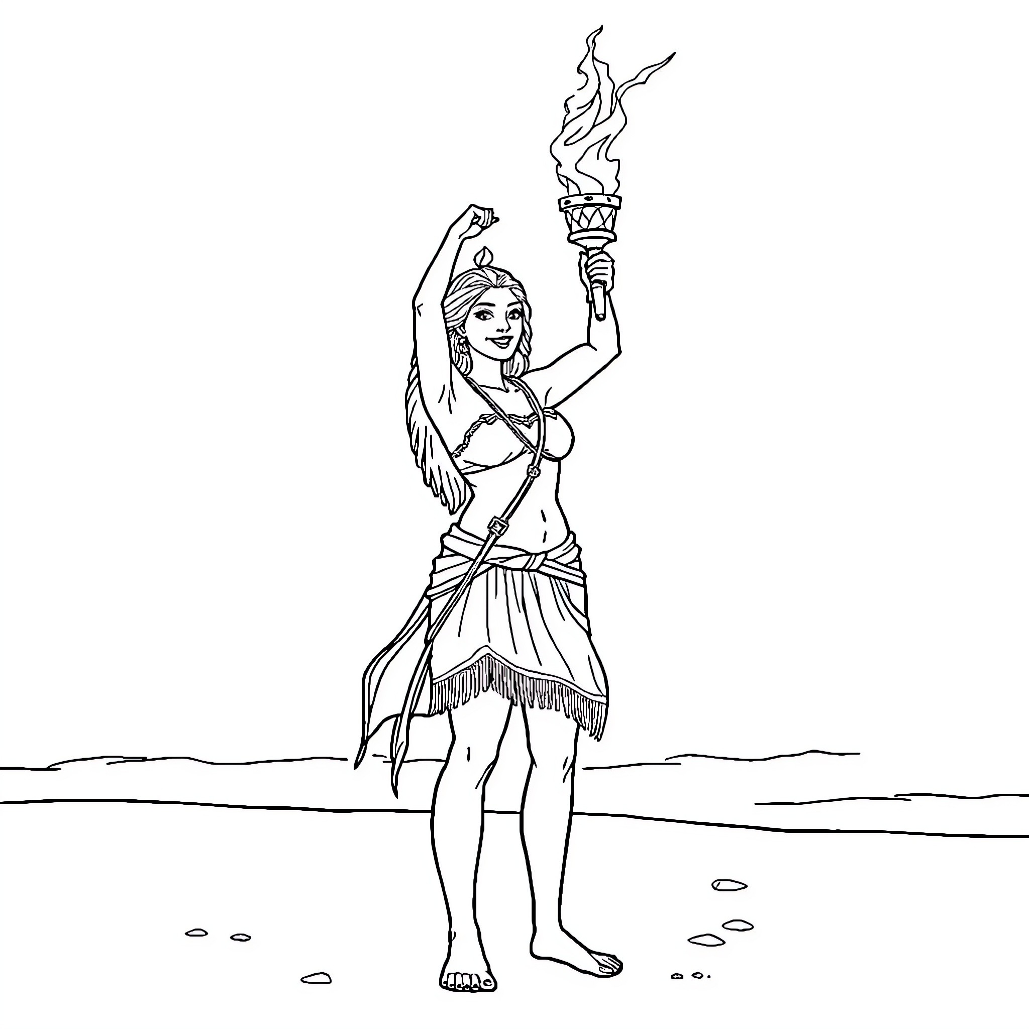 Parvati, the Goddess of Transformation, Embraces Her Power Coloring Page (free black-and-white line drawing printable PDF for all, from beginners to advanced learners, including children, teens, adults, and seniors)