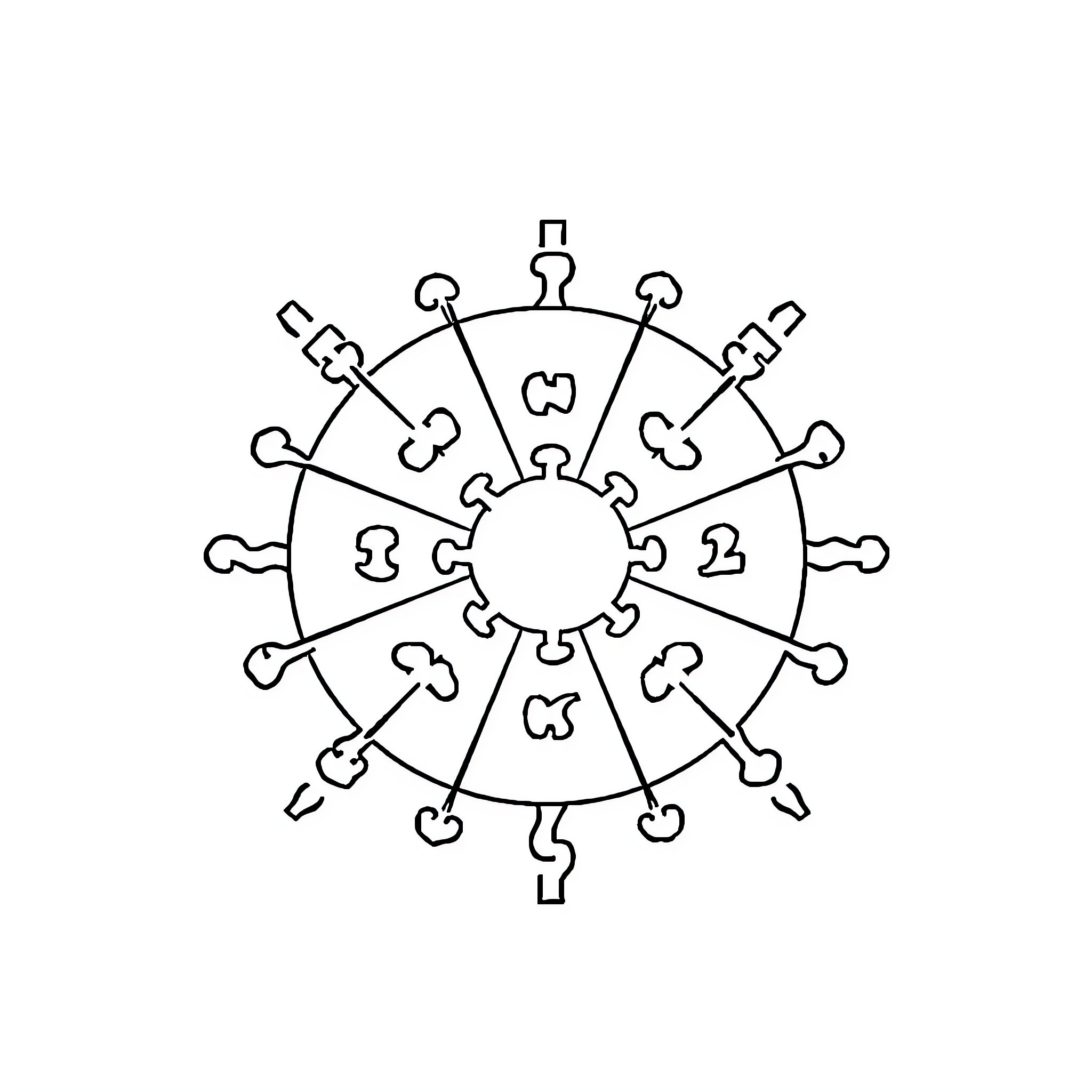 Math Puzzle with Symmetrical Shapes Coloring Page (free black-and-white line drawing printable PDF for all, from beginners to advanced learners, including children, teens, adults, and seniors)