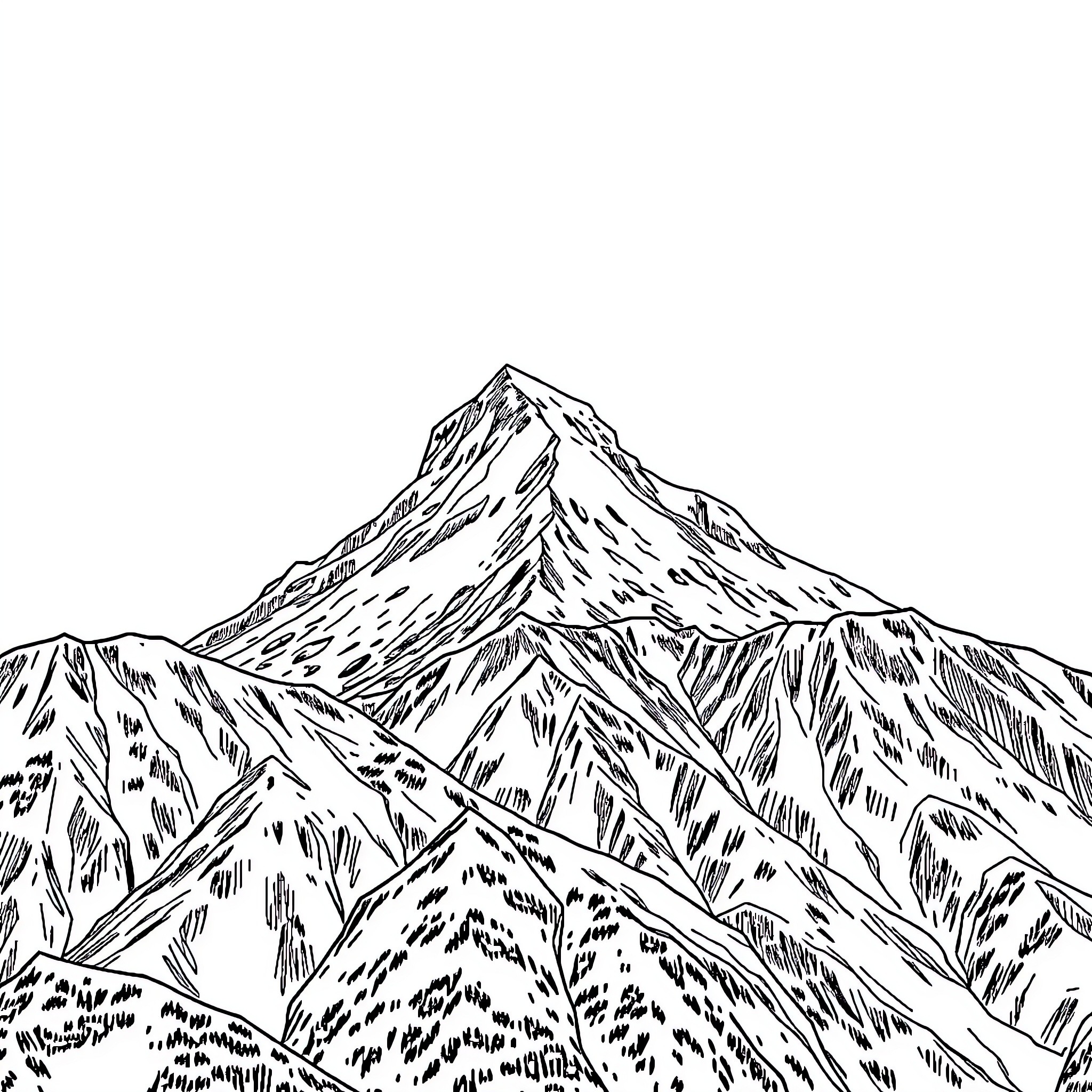 Mt Kosciusko: Majestic Mountain Landscape Coloring Page (free black-and-white line drawing printable PDF for all, from beginners to advanced learners, including children, teens, adults, and seniors)