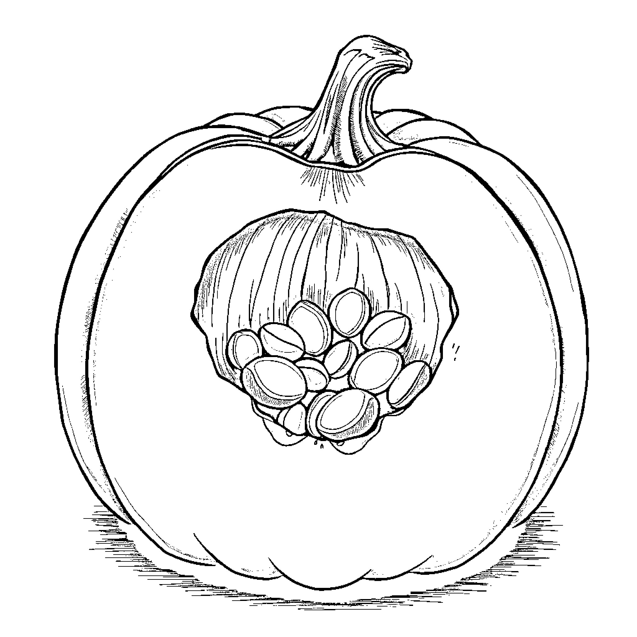 Pumpkin with intricate design Coloring Page (free black-and-white line drawing printable PDF for all, from beginners to advanced learners, including children, teens, adults, and seniors)